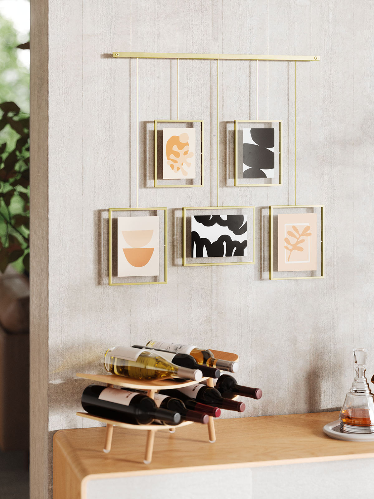 Umbra Exhibit Wall Picture Frame - Set of 5 Matt Brass