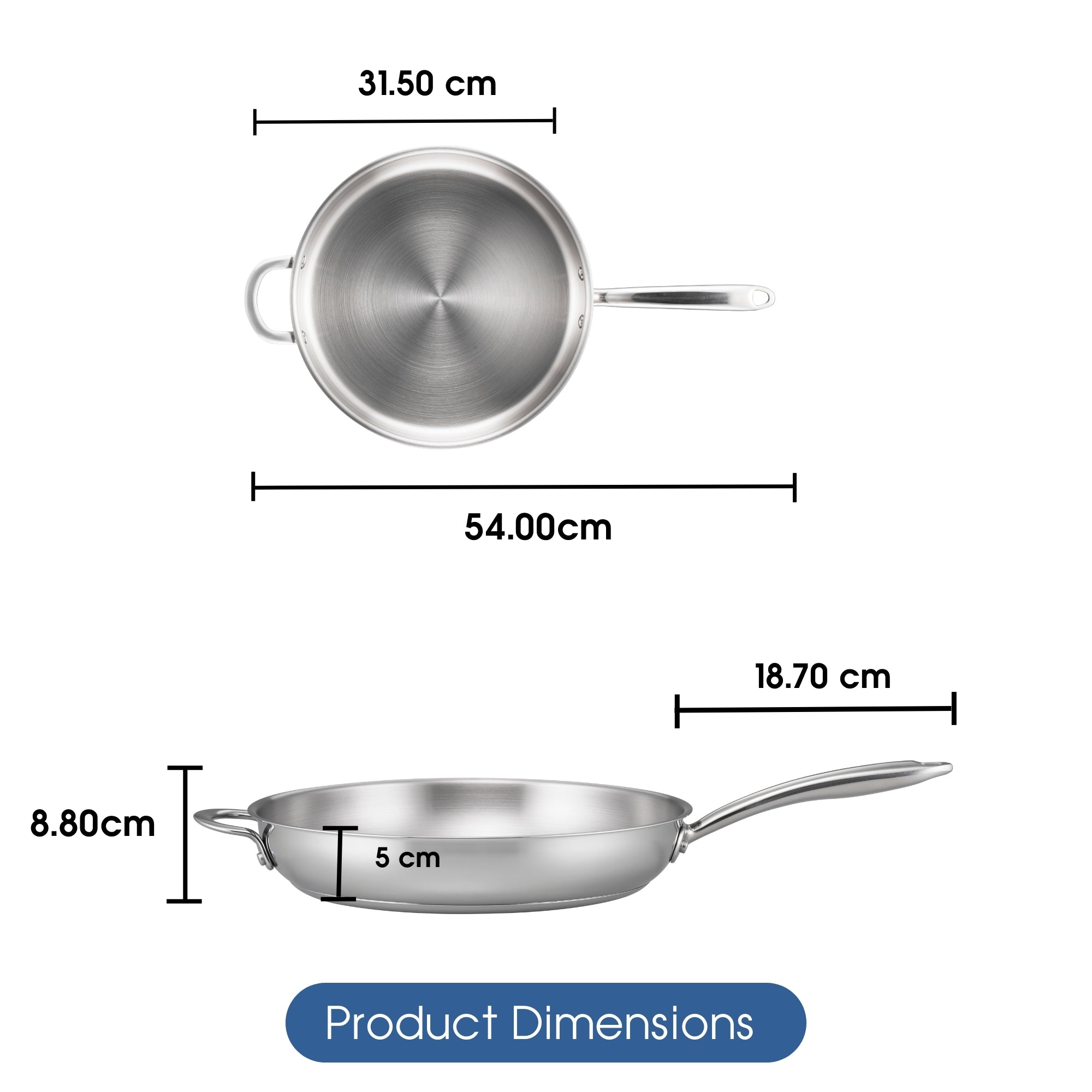 Raco Steel Essentials - 30cm Open Frypan with Helper Handle