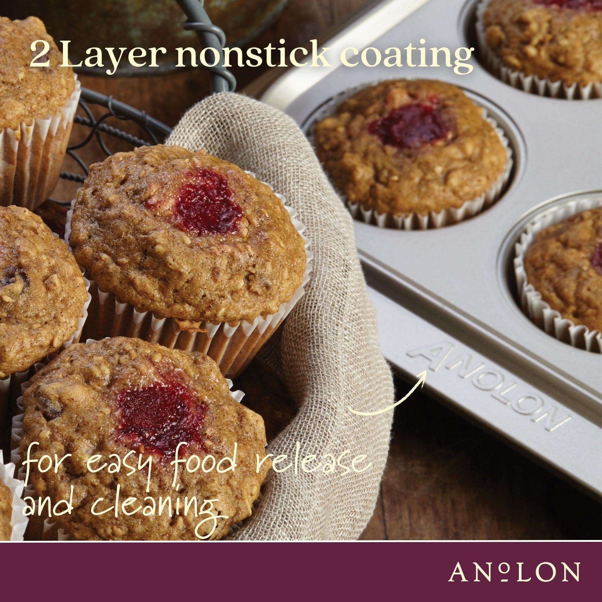 Anolon Ceramic Reinforced - 12 Cup Muffin Pan Bakeware Anolon