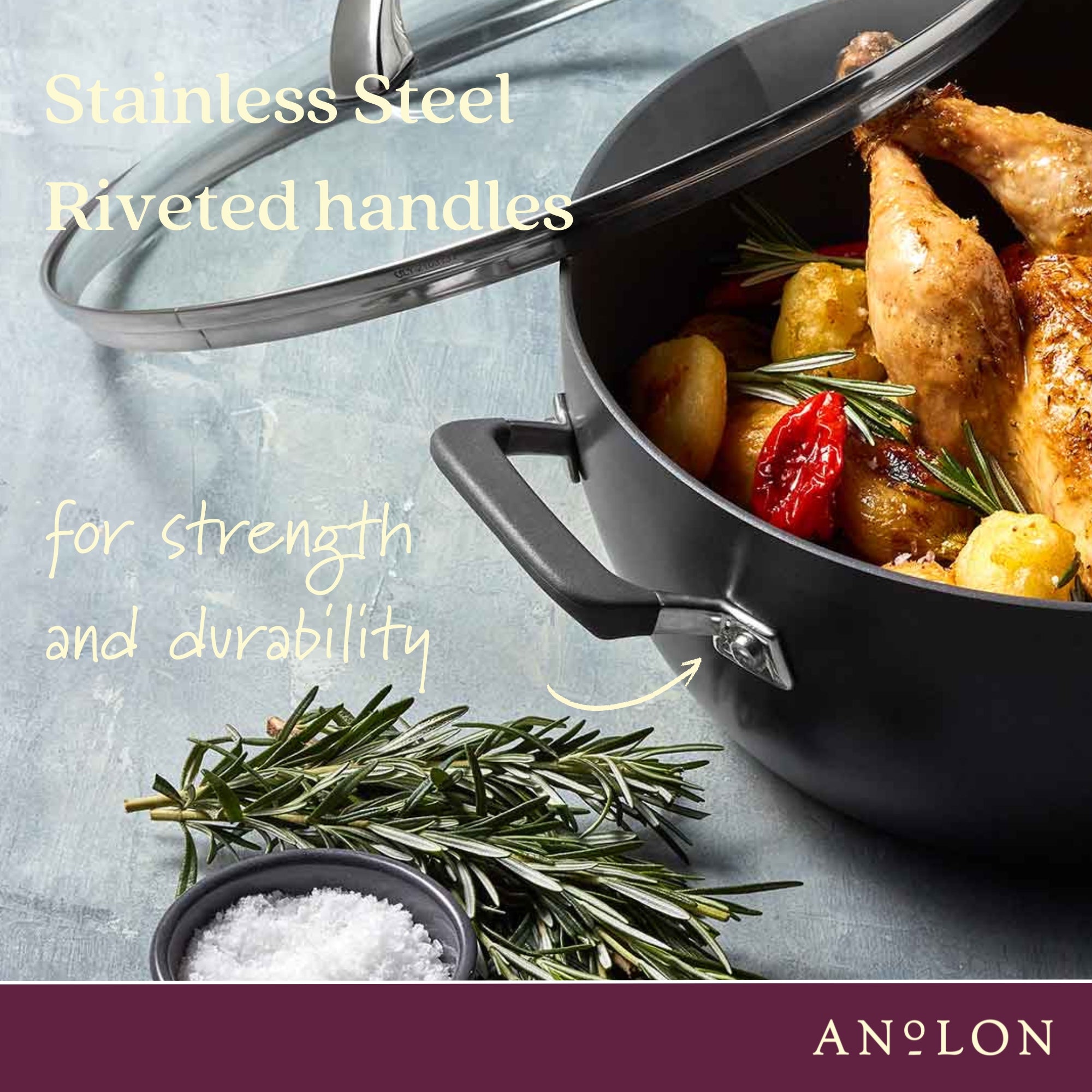 Anolon Endurance+ 26cm/3.8L Covered Casserole Cookware Anolon