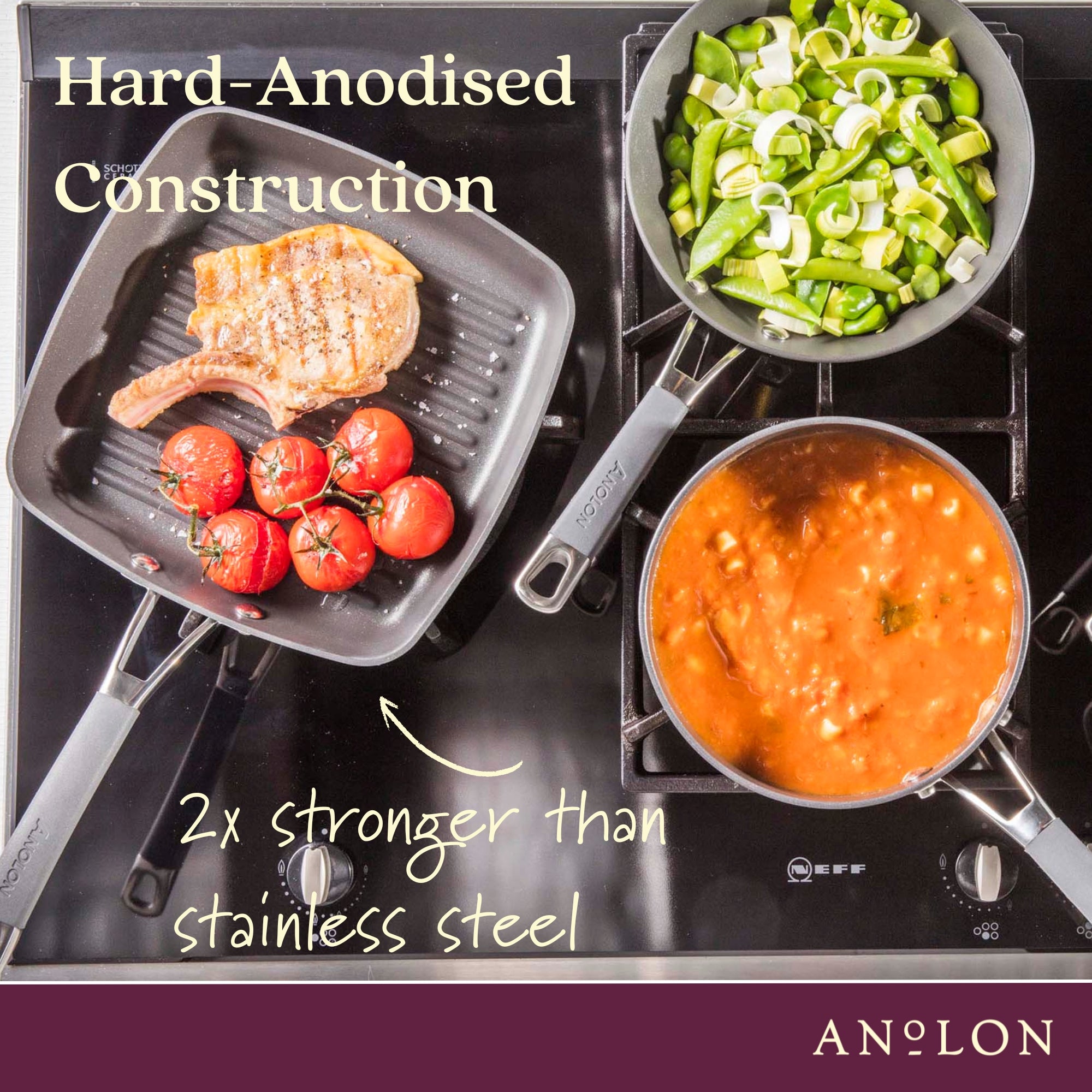 Anolon Endurance+ 28cm Grill Pan With Spouts Cookware Anolon