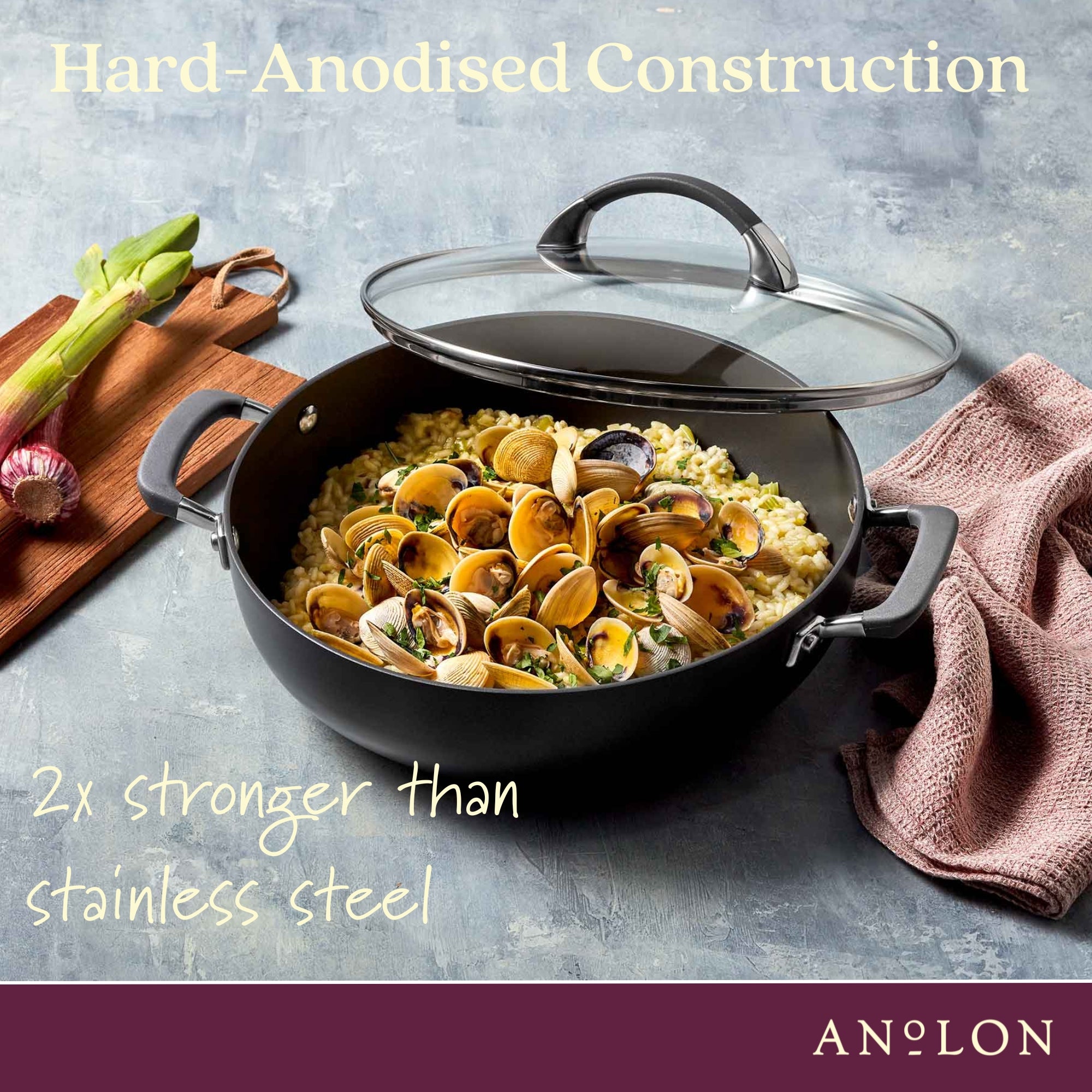 Anolon Endurance+ 30cm/7.1L Covered Casserole Cookware Anolon