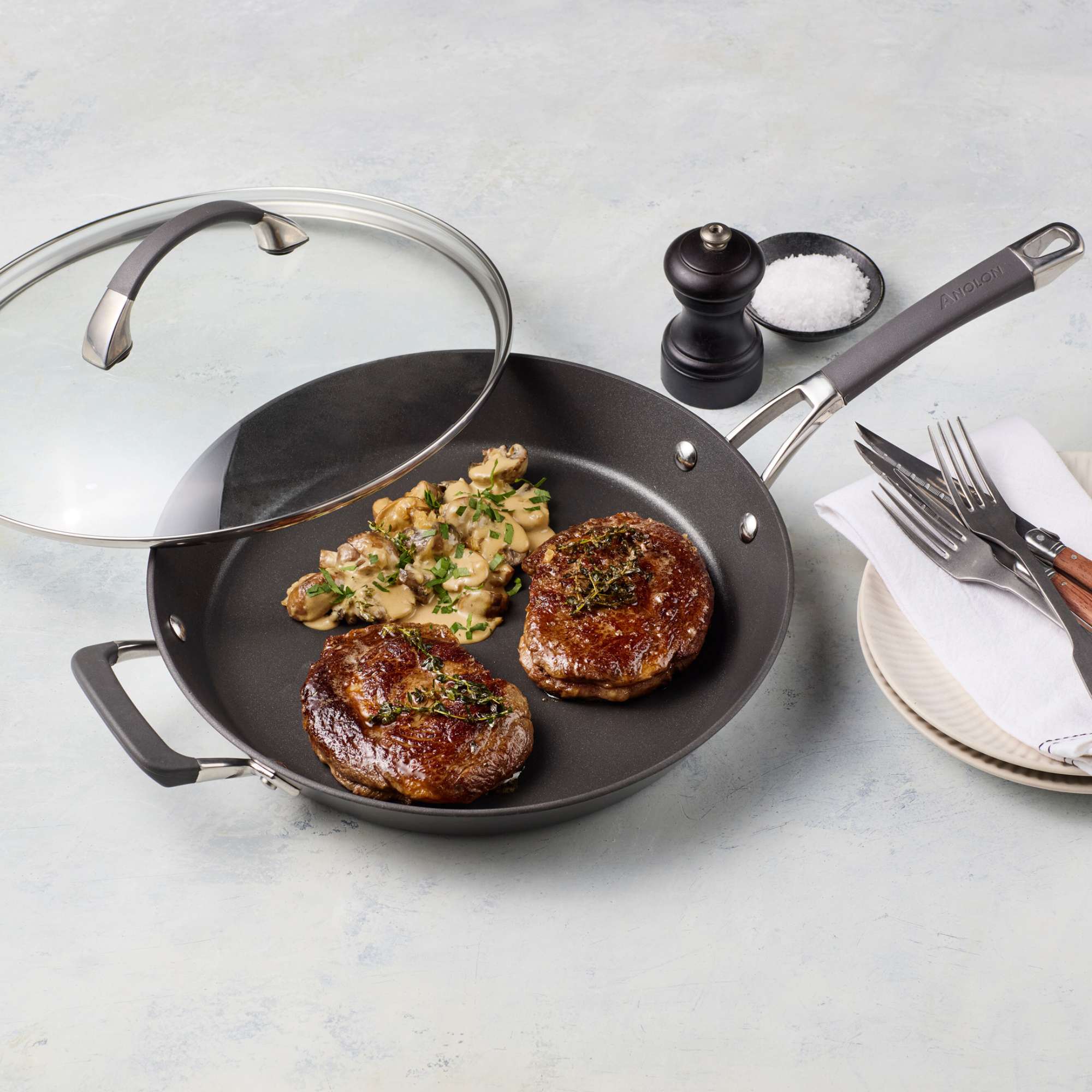 Anolon Endurance+ 30cm French Skillet With Bonus Lid Cookware Anolon