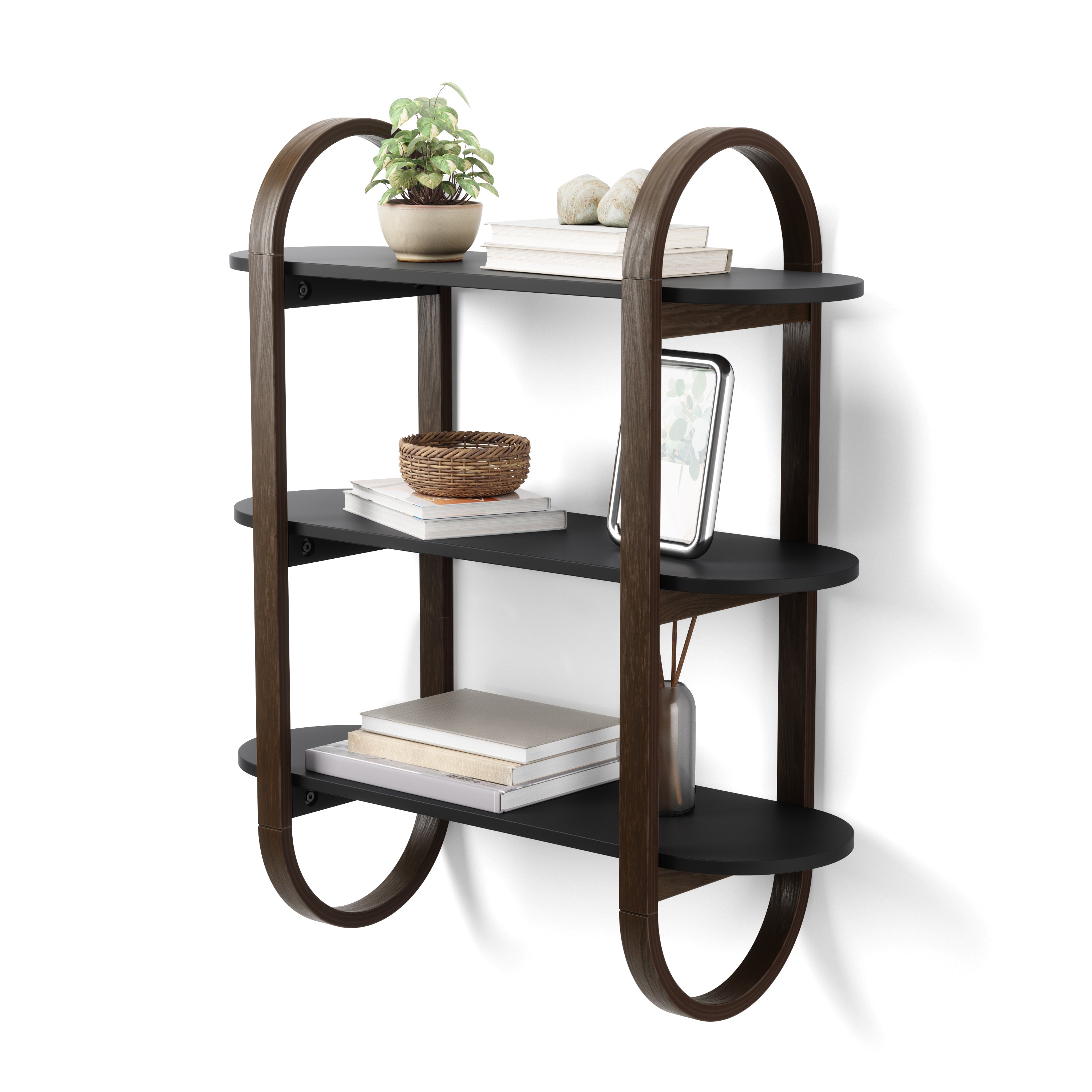 Bellwood Wall Shelf - Black/Walnut Wall Shelf UMBRA