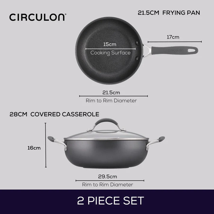 Circulon Scratchdefense A1 - 21.5cm Open Skillet & 28.5cm Casserole