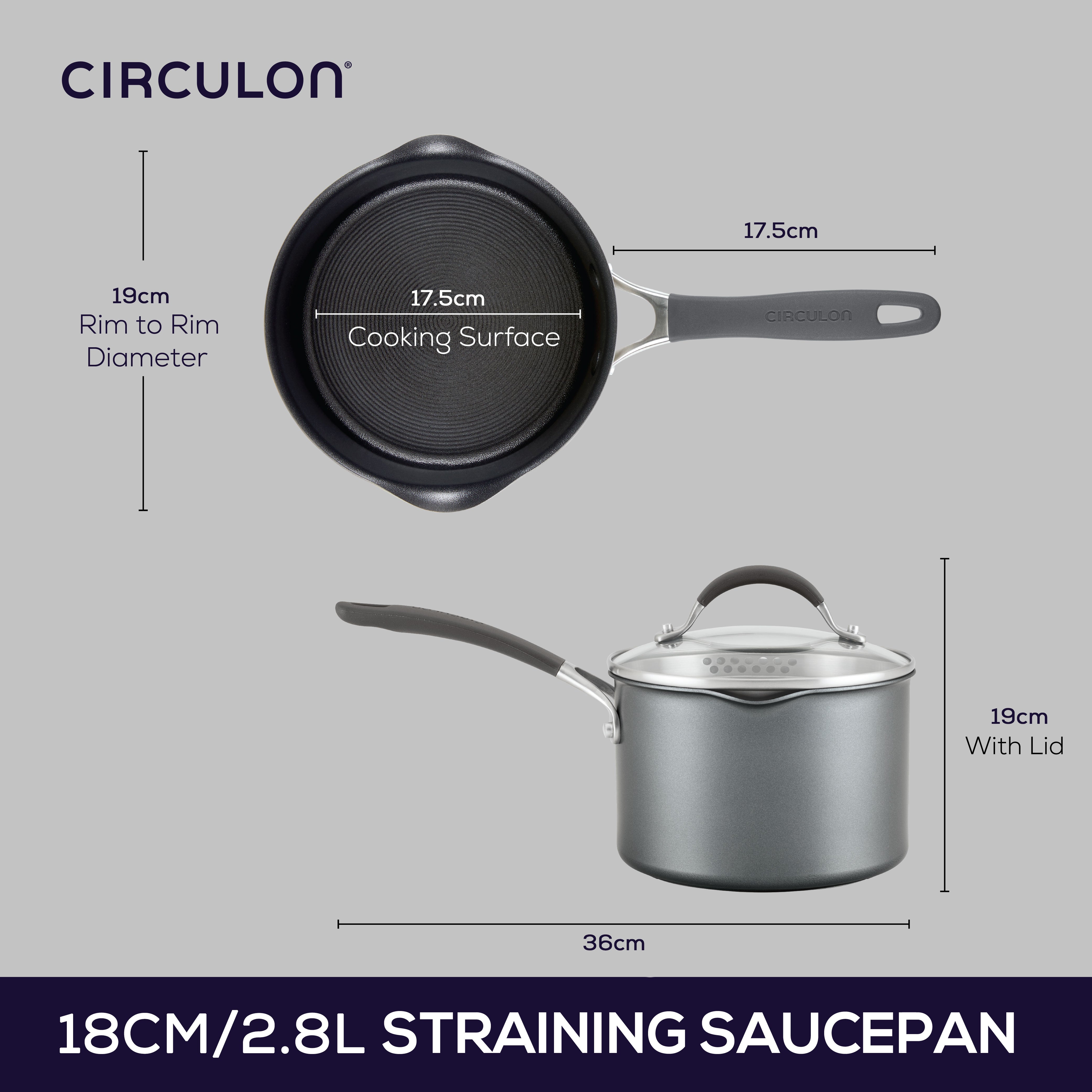 Circulon Scratchdefense A1 - 18cm/2.8L Covered Saucepan Cookware Circulon
