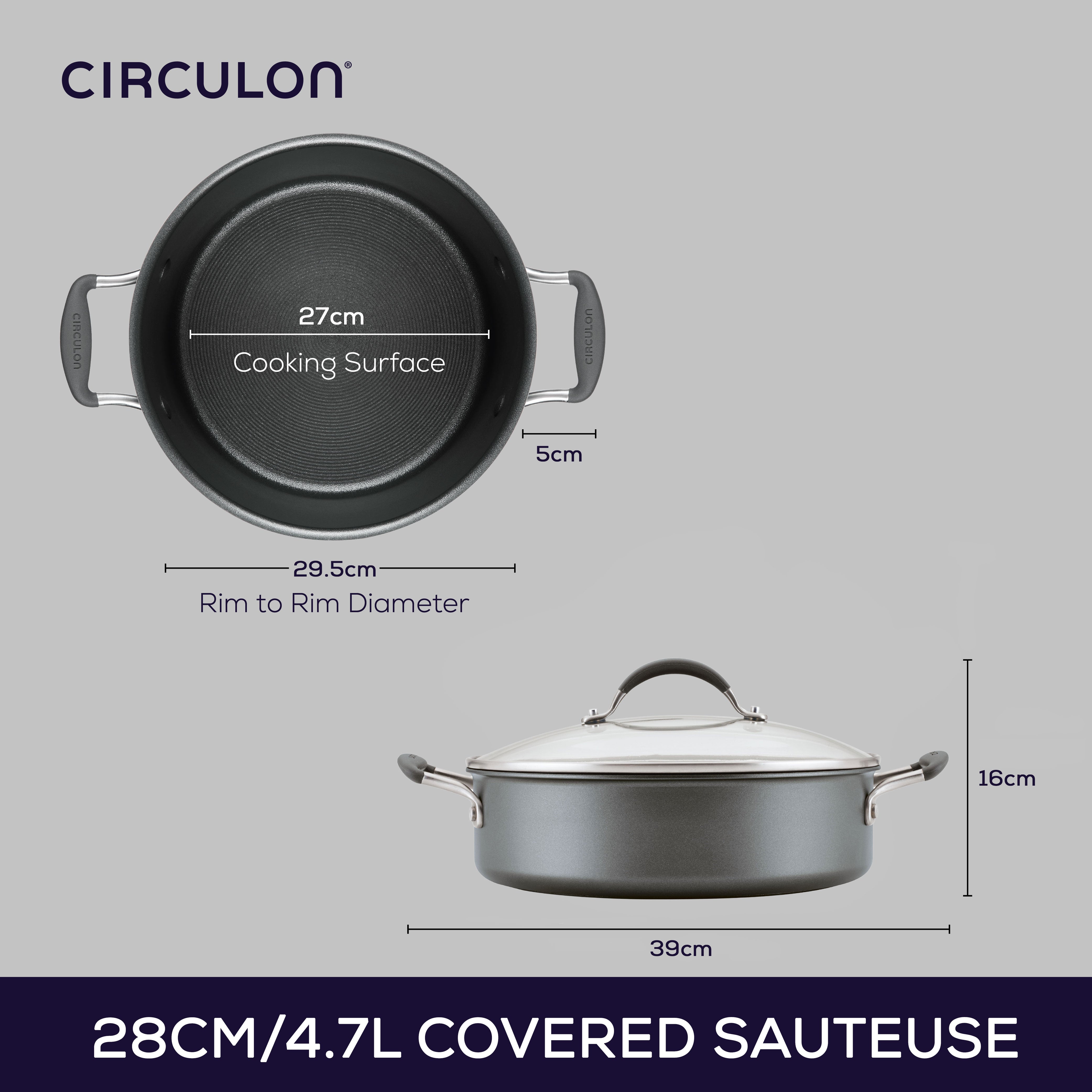 Circulon Scratchdefense A1 - 28cm/4.7L Covered Sauteuse Cookware Circulon