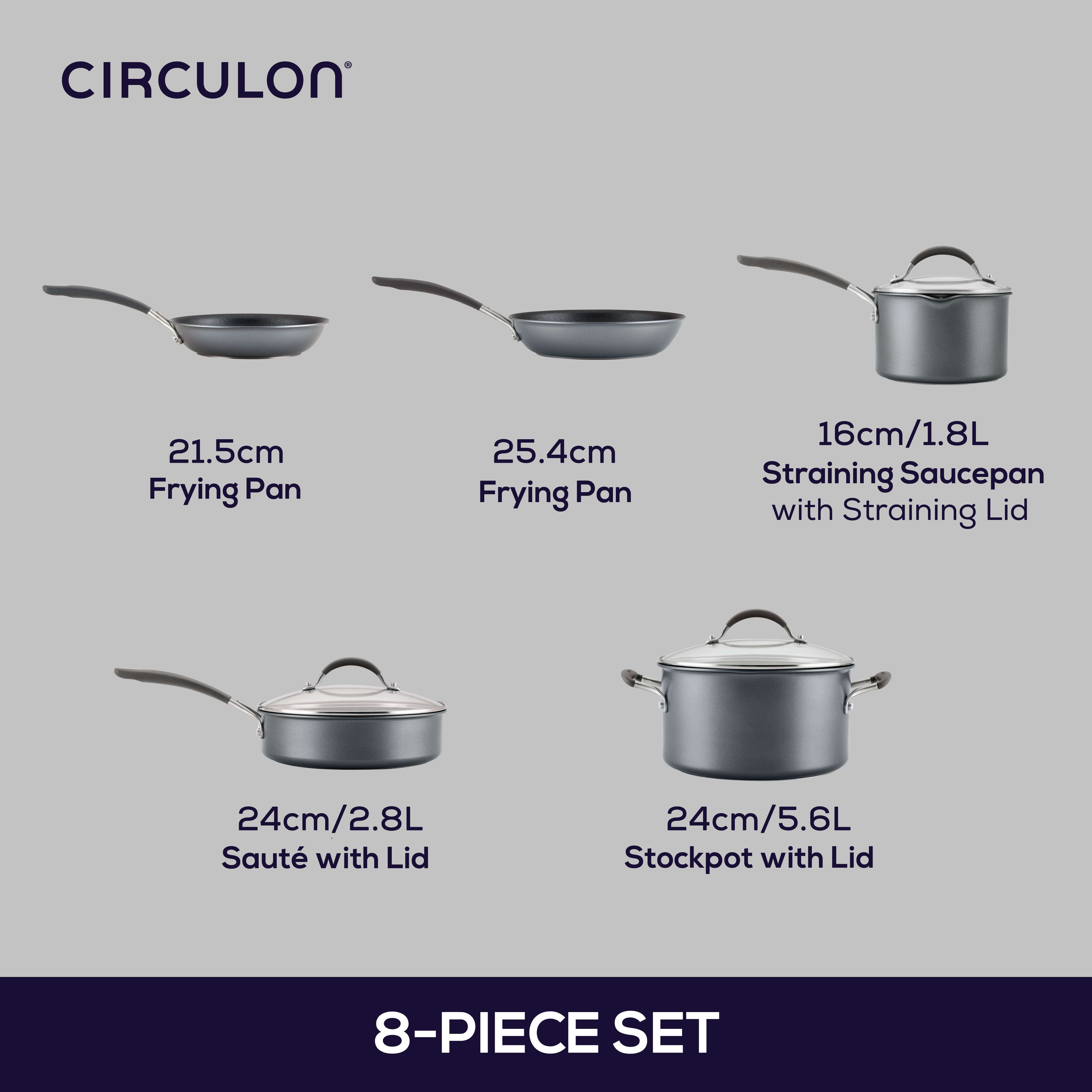 Circulon Scratchdefense A1 - 8 Piece Cookware Set Cookware Circulon