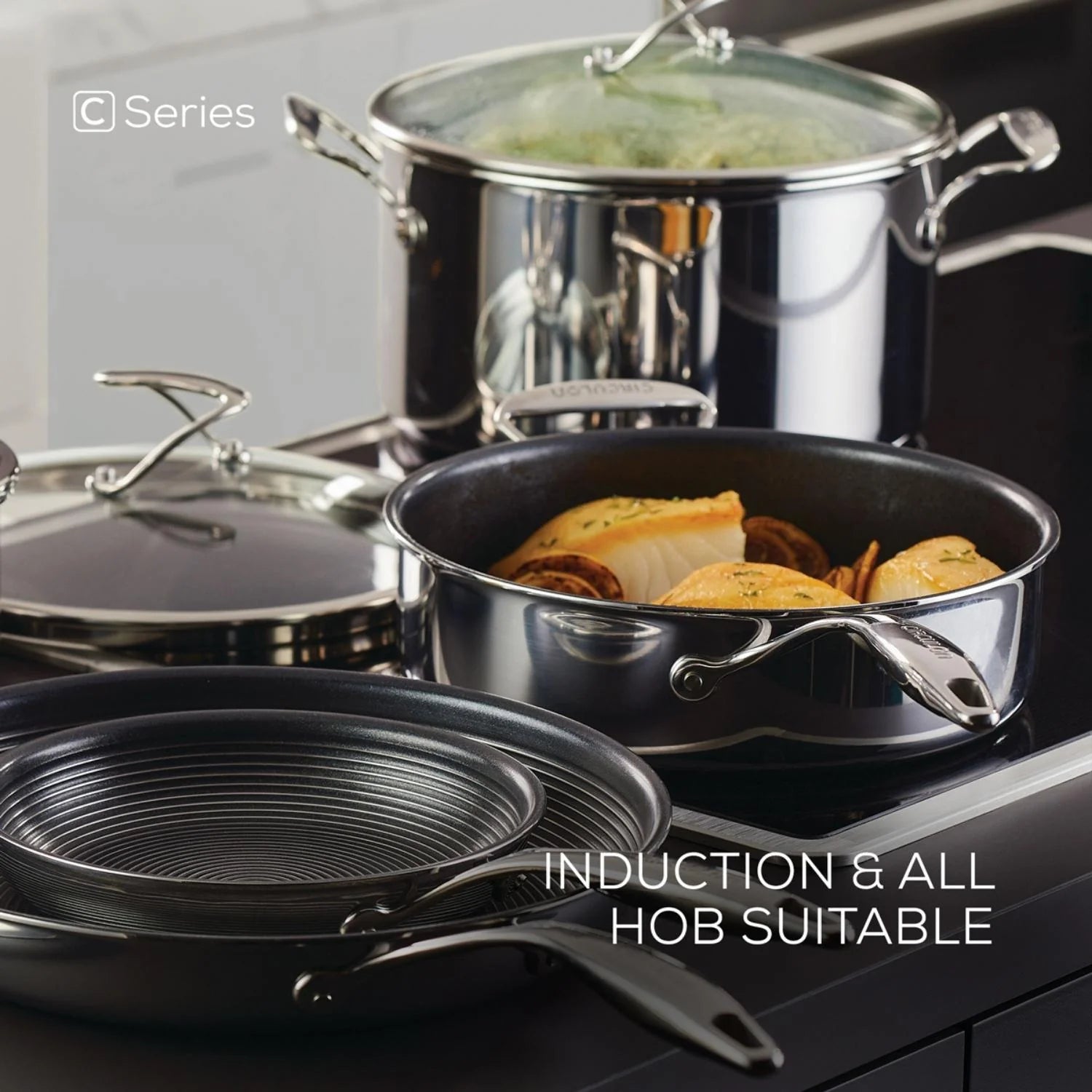 Circulon SteelShield C-Series - 26cm/7.6L Covered Stockpot Cookware Circulon