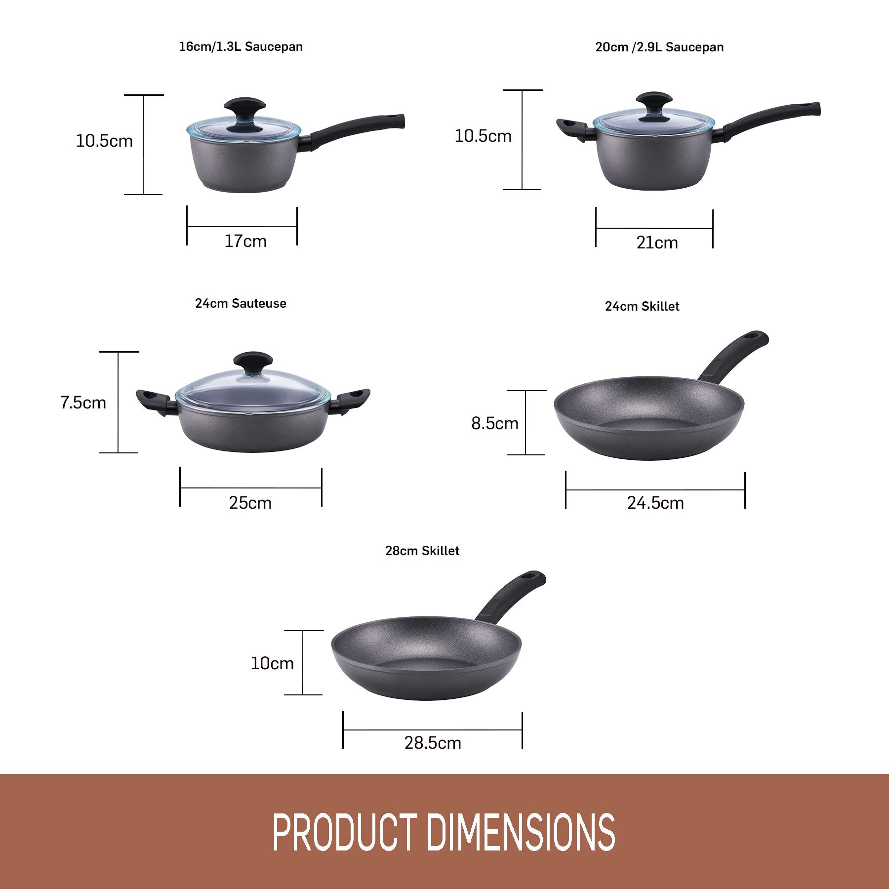 Essteele Per Benessere Ceramic Nonstick Induction - 5 Piece Cookware Set