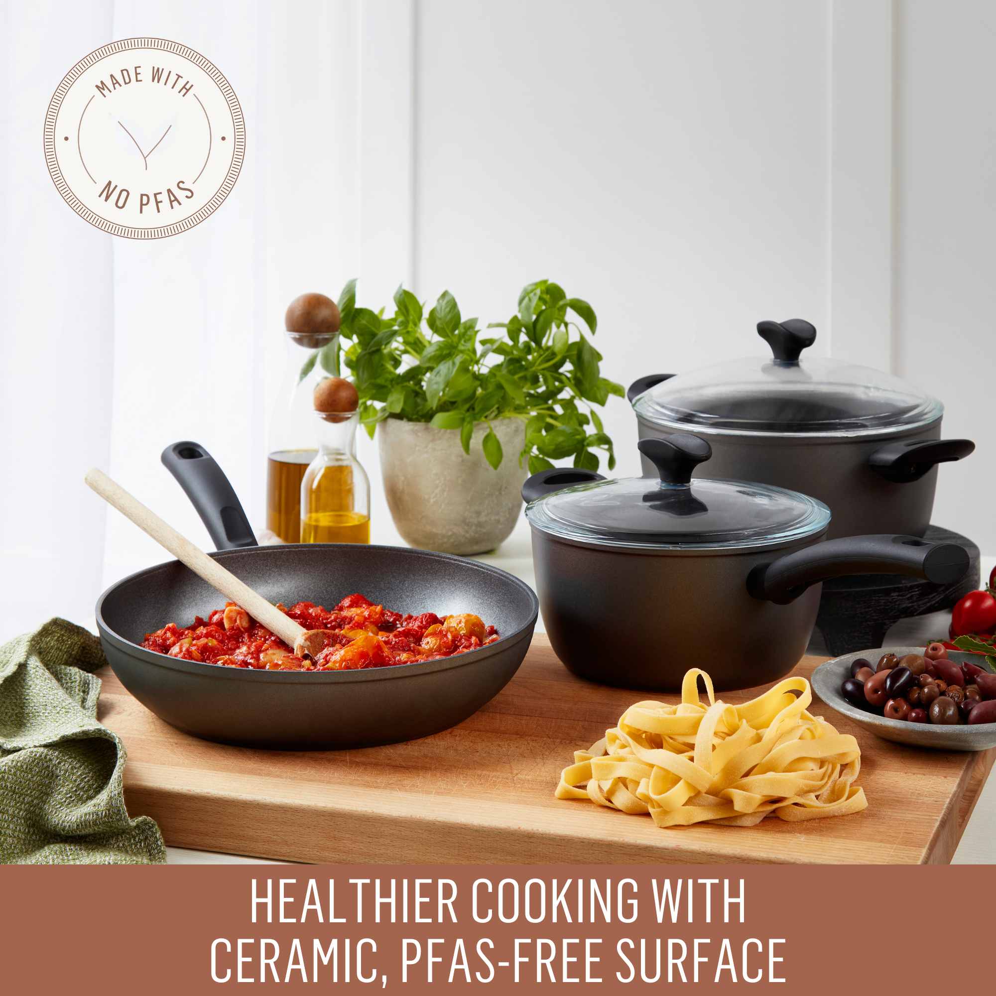Essteele Per Benessere Ceramic Nonstick Induction - 5 Piece Cookware Set
