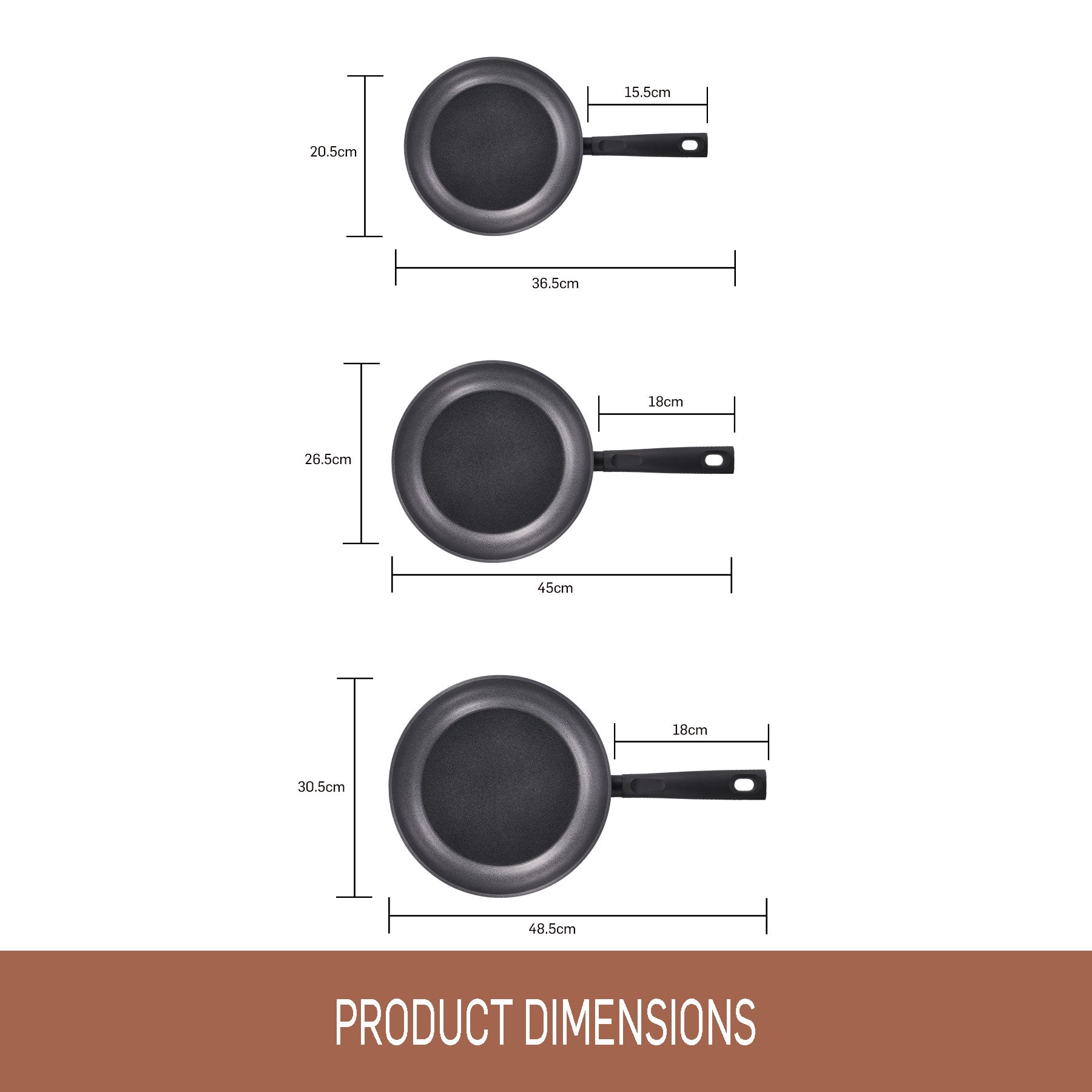Essteele Per Benessere Ceramic Nonstick Induction Triple Open French Skillet Pack - 20/26/30cm