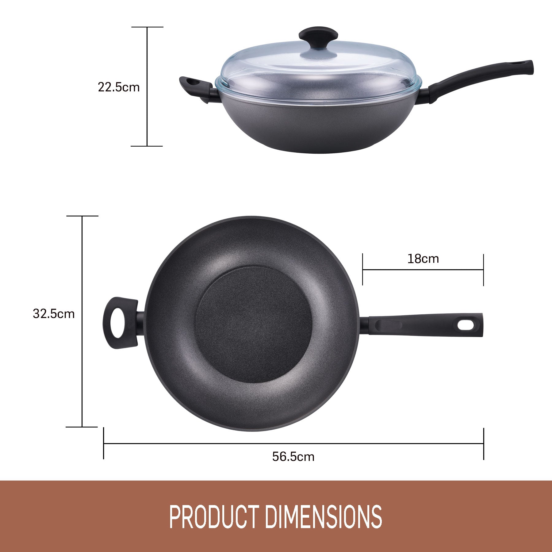 Essteele Per Benessere Ceramic Nonstick Induction Covered Wok - 32cm