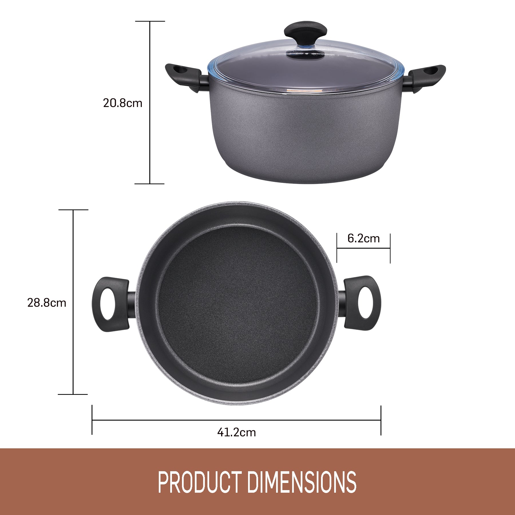 Essteele Per Benessere Ceramic Nonstick Induction Covered Casserole - 28cm/7.7L
