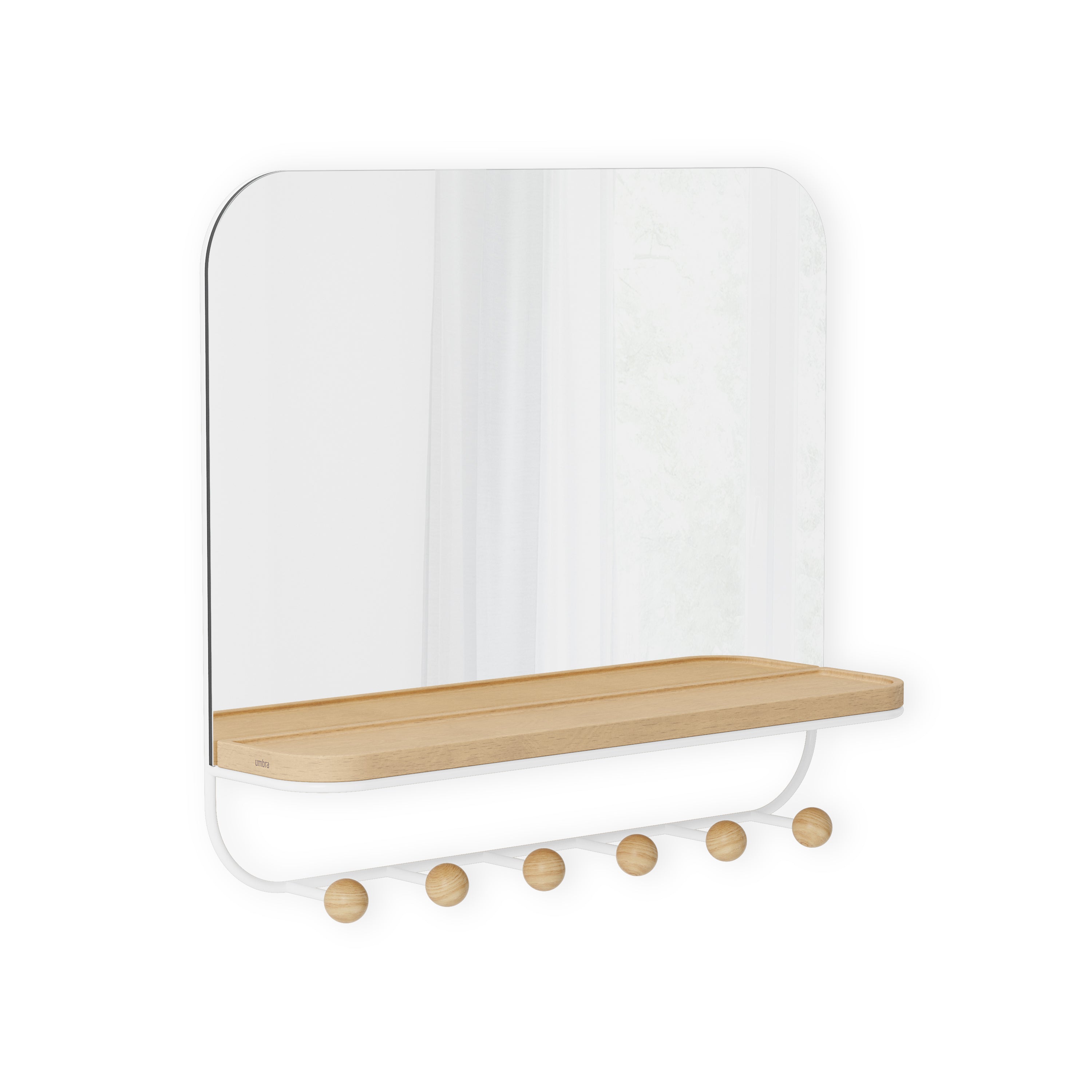 Estique Mirror W/ Hooks - White Mirror UMBRA