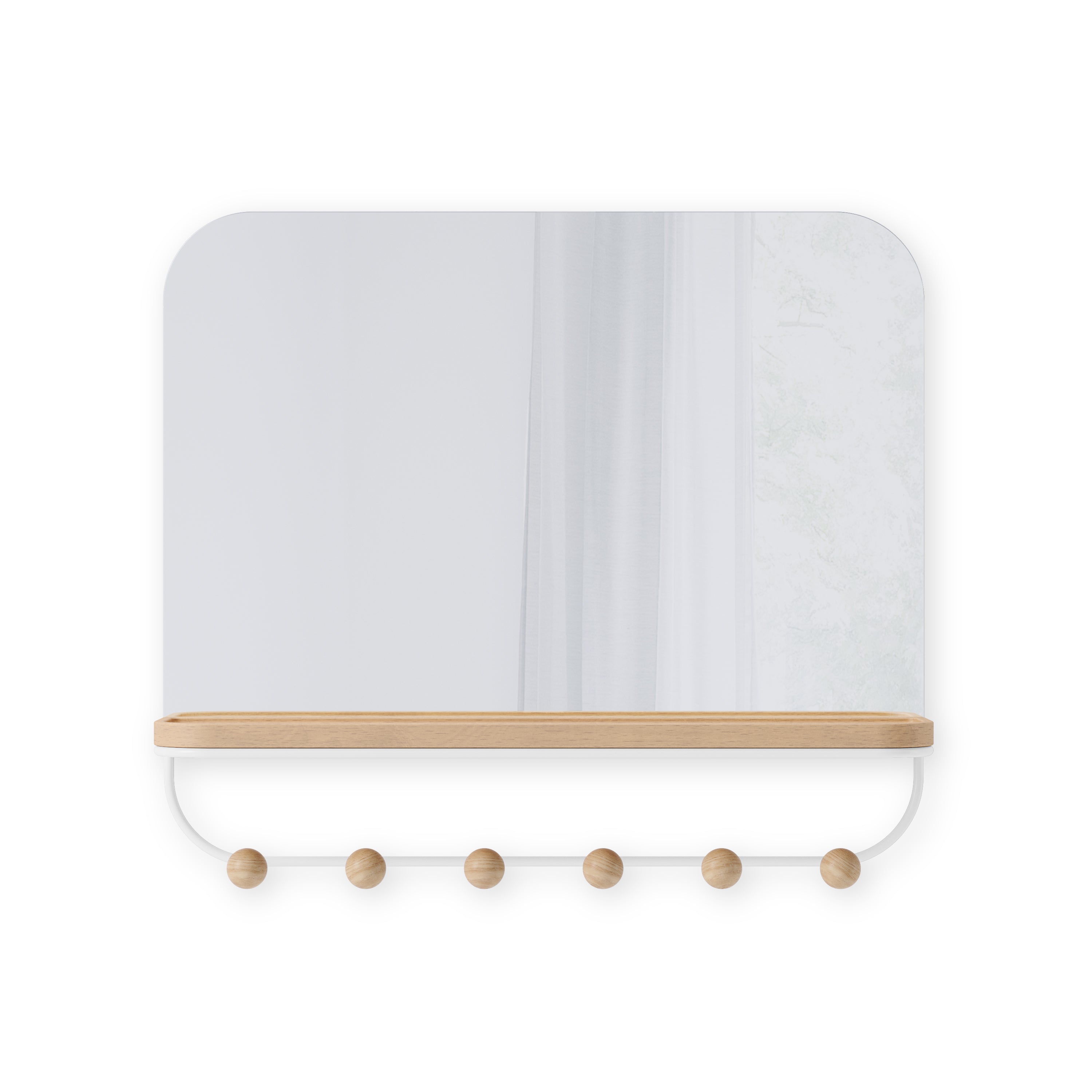 Estique Mirror W/ Hooks - White Mirror UMBRA