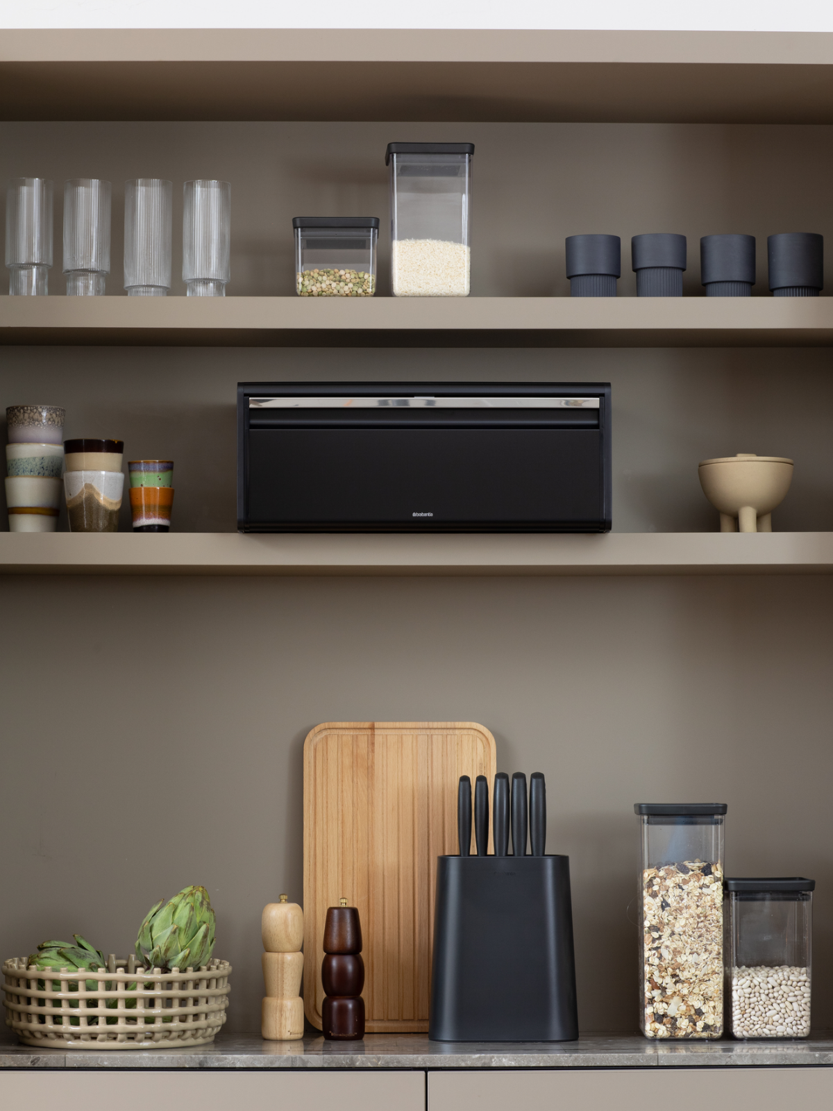 Brabantia Fall Front Bread Bin - Medium Black