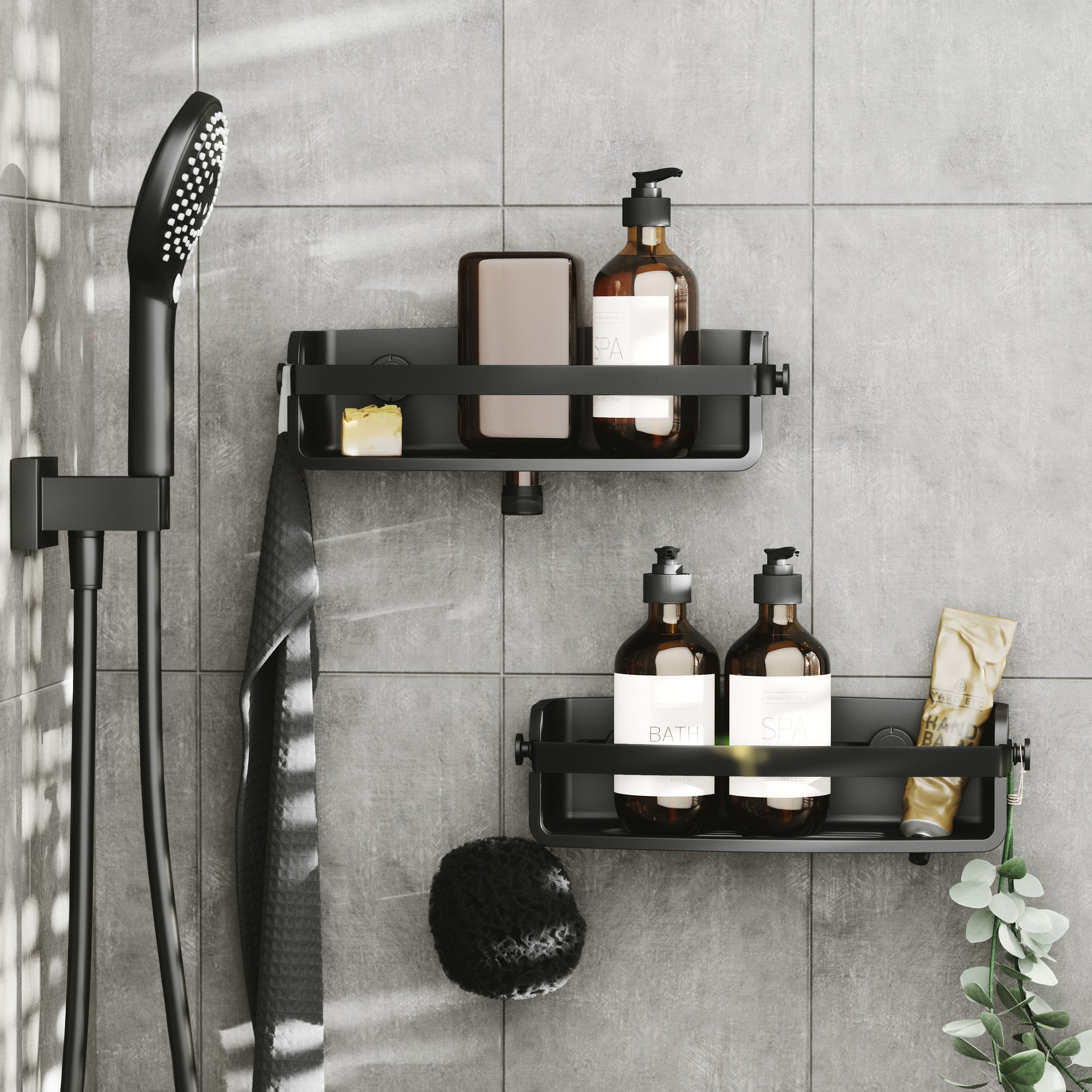 Flex Adhesive Bin - Black Shower Storage UMBRA