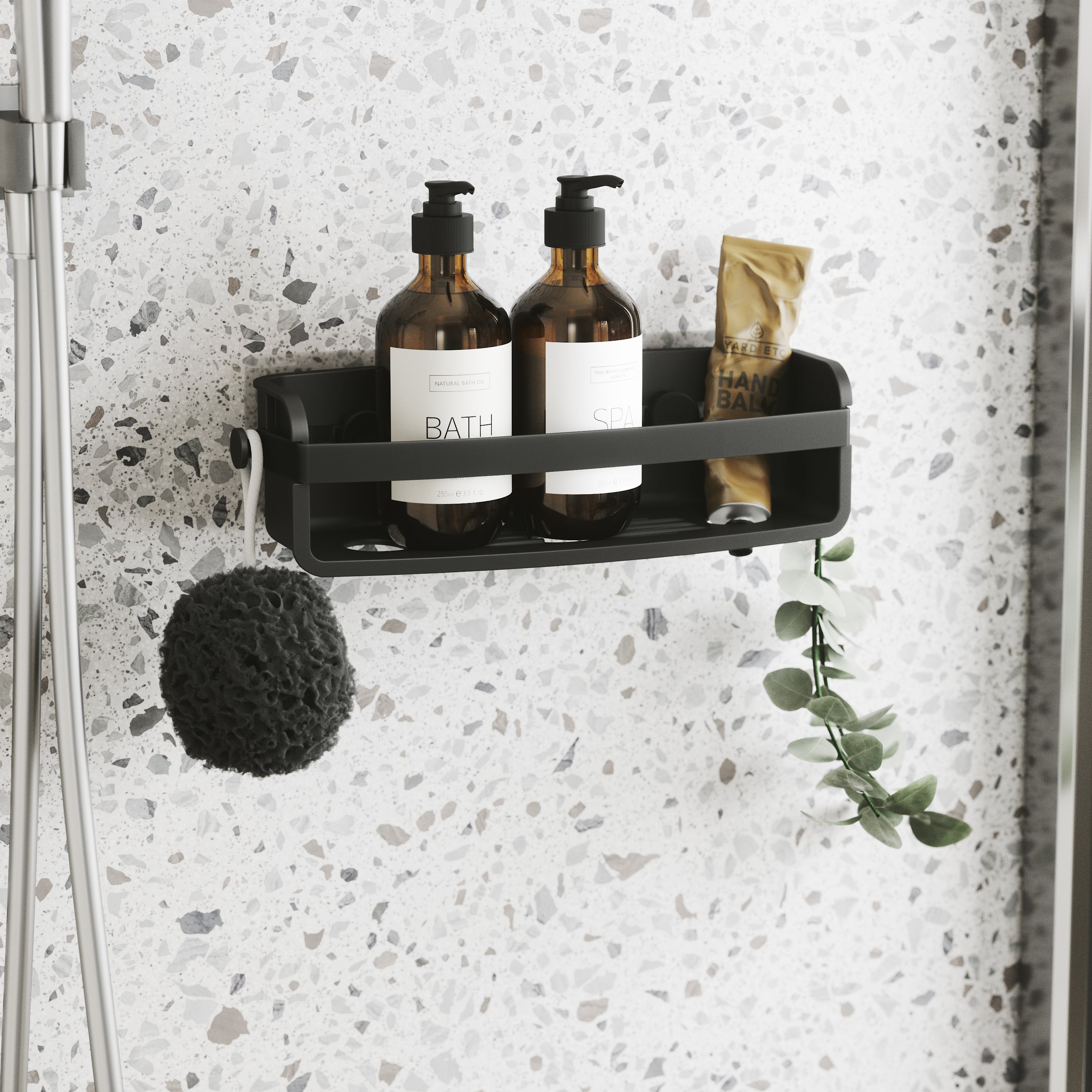 Flex Adhesive Bin - Black Shower Storage UMBRA