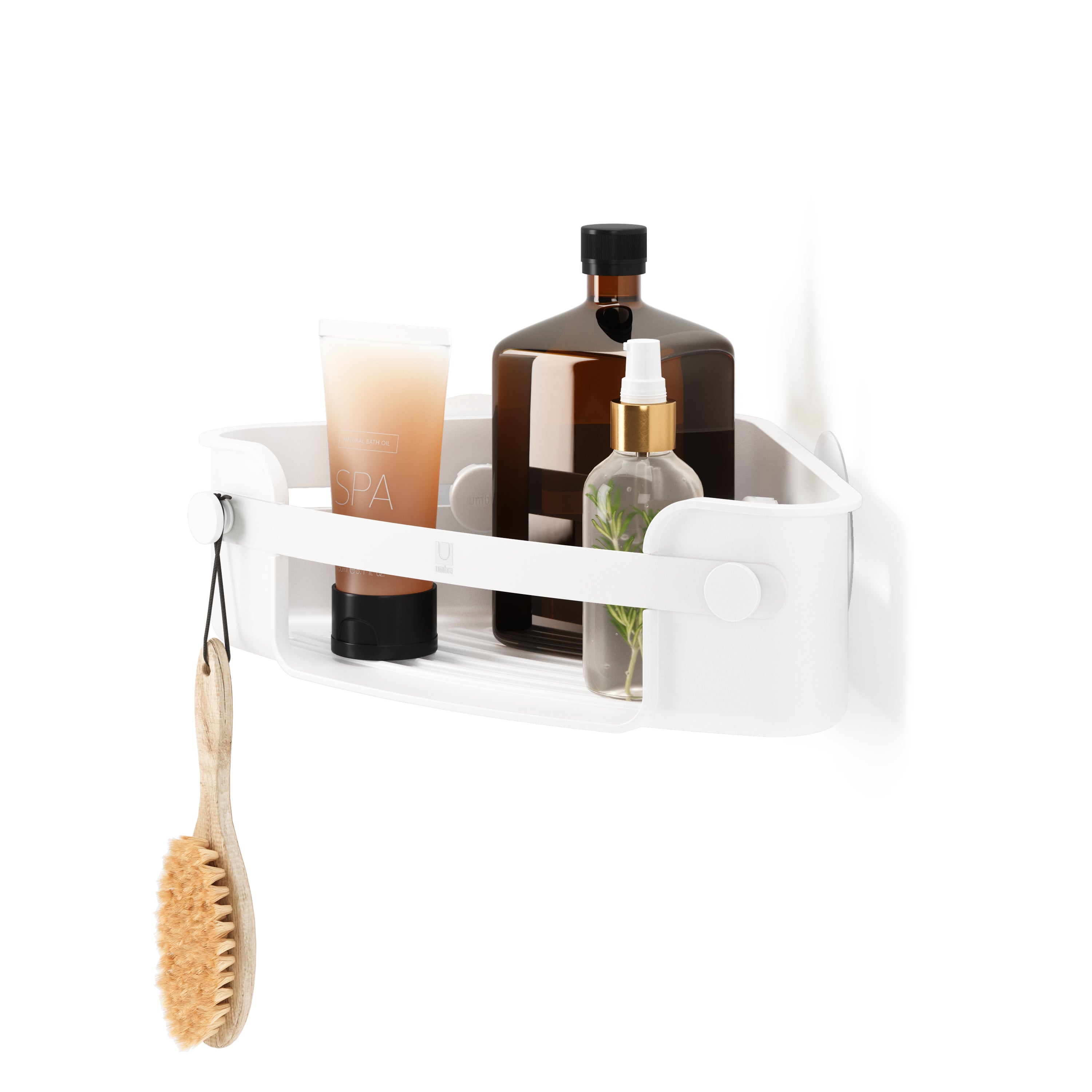 Flex Adhesive Corner Bin - White Shower Storage UMBRA