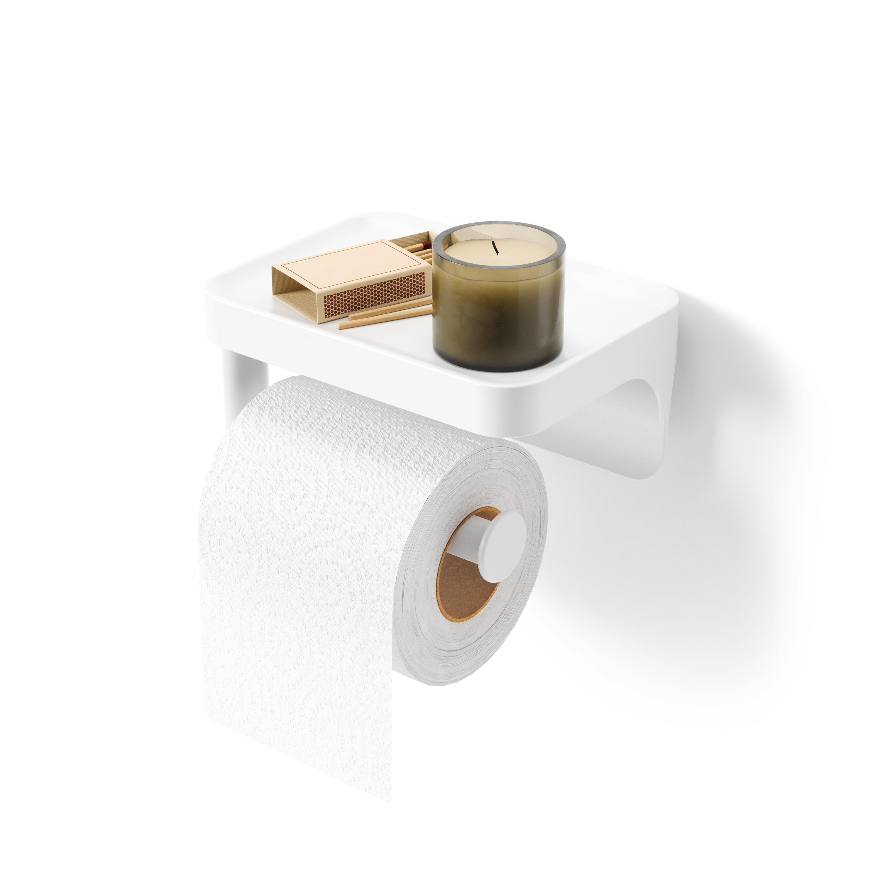 Flex Adhesive Toilet Paper Holder & Shelf - White Shower Storage UMBRA