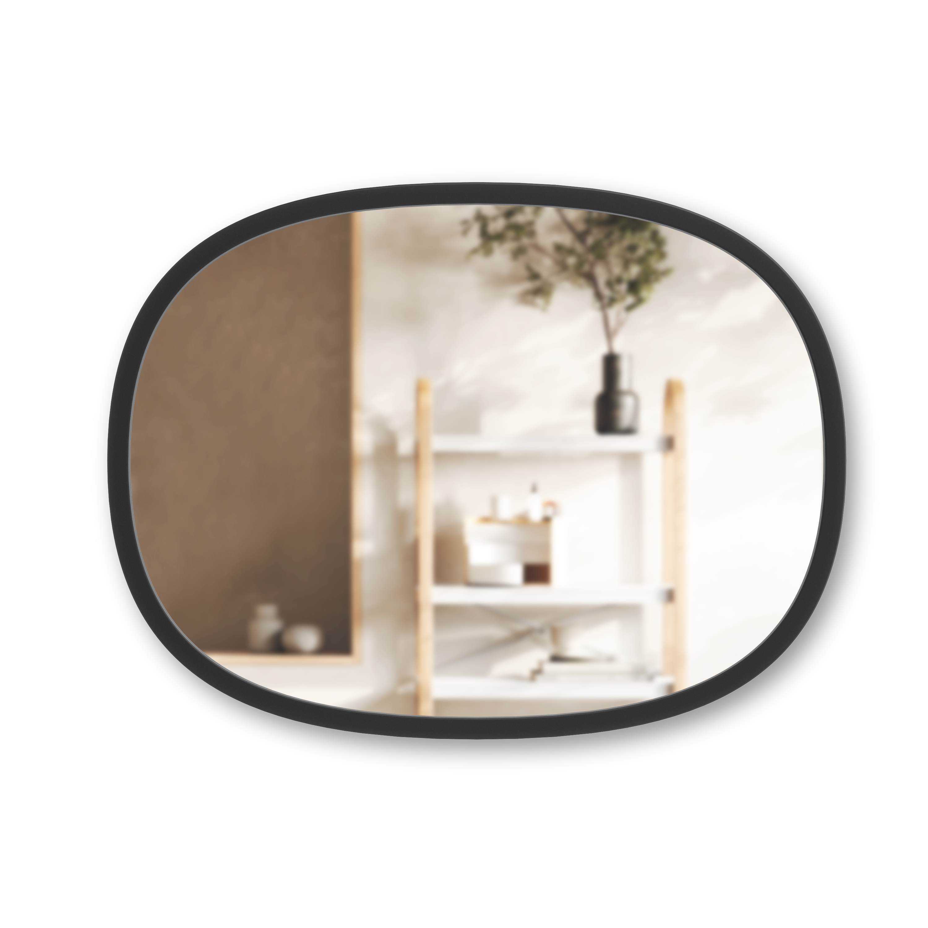 Hub Oval Mirror 45 x 61cm - Black Mirror UMBRA