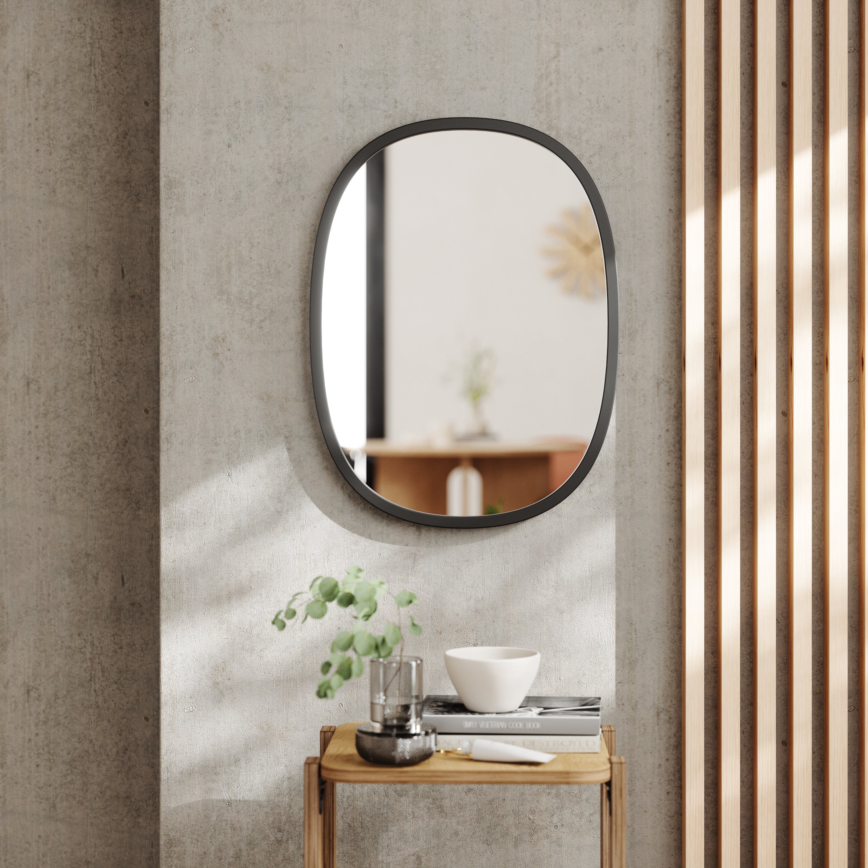 Hub Oval Mirror 45 x 61cm - Black Mirror UMBRA