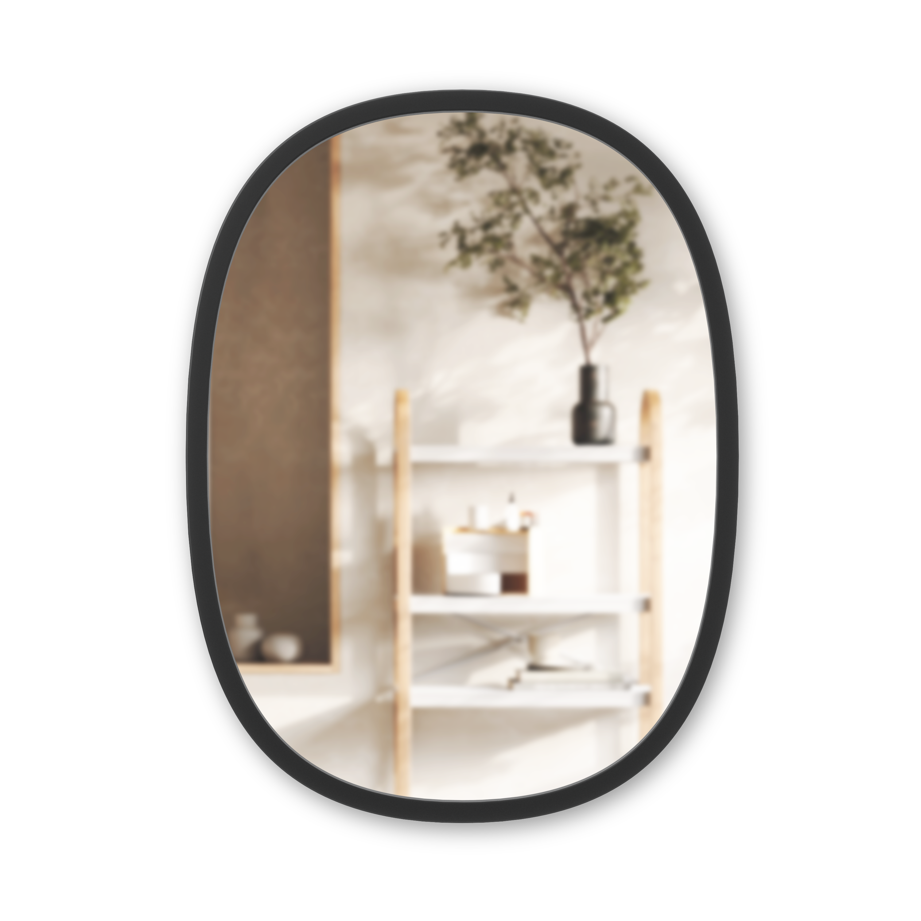 Hub Oval Mirror 45 x 61cm - Black Mirror UMBRA