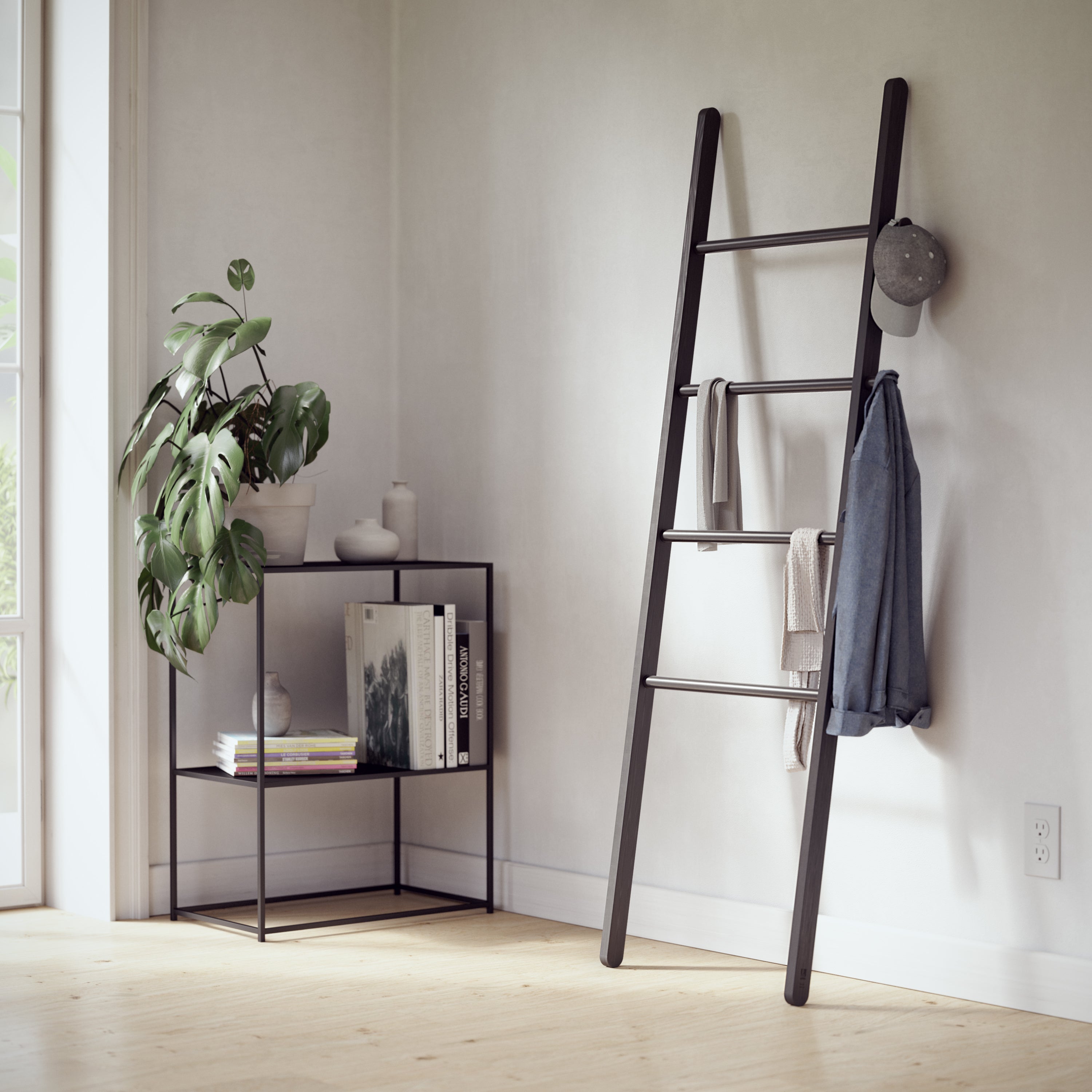 Leana Ladder Rack - Black Furniture UMBRA