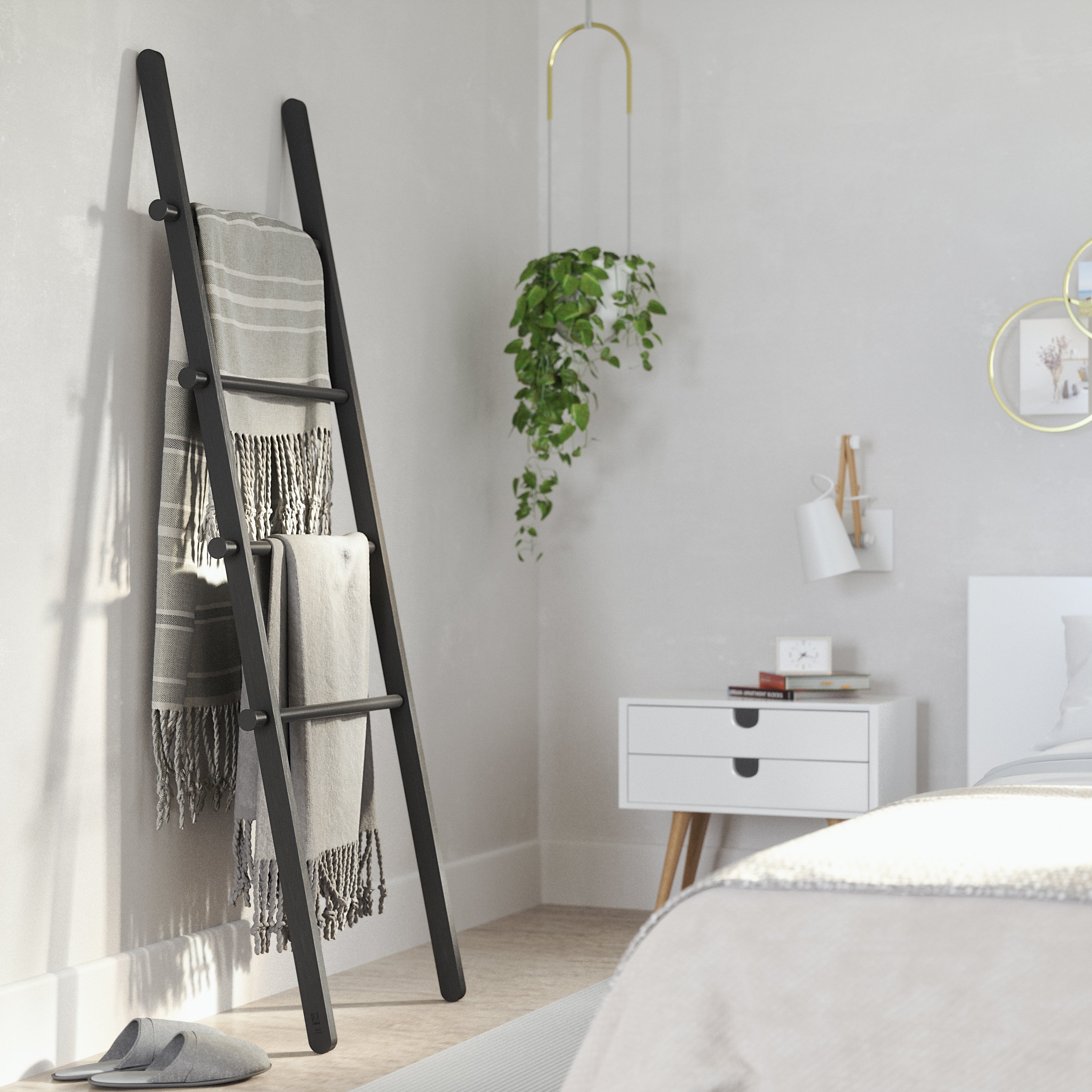Leana Ladder Rack - Black Furniture UMBRA