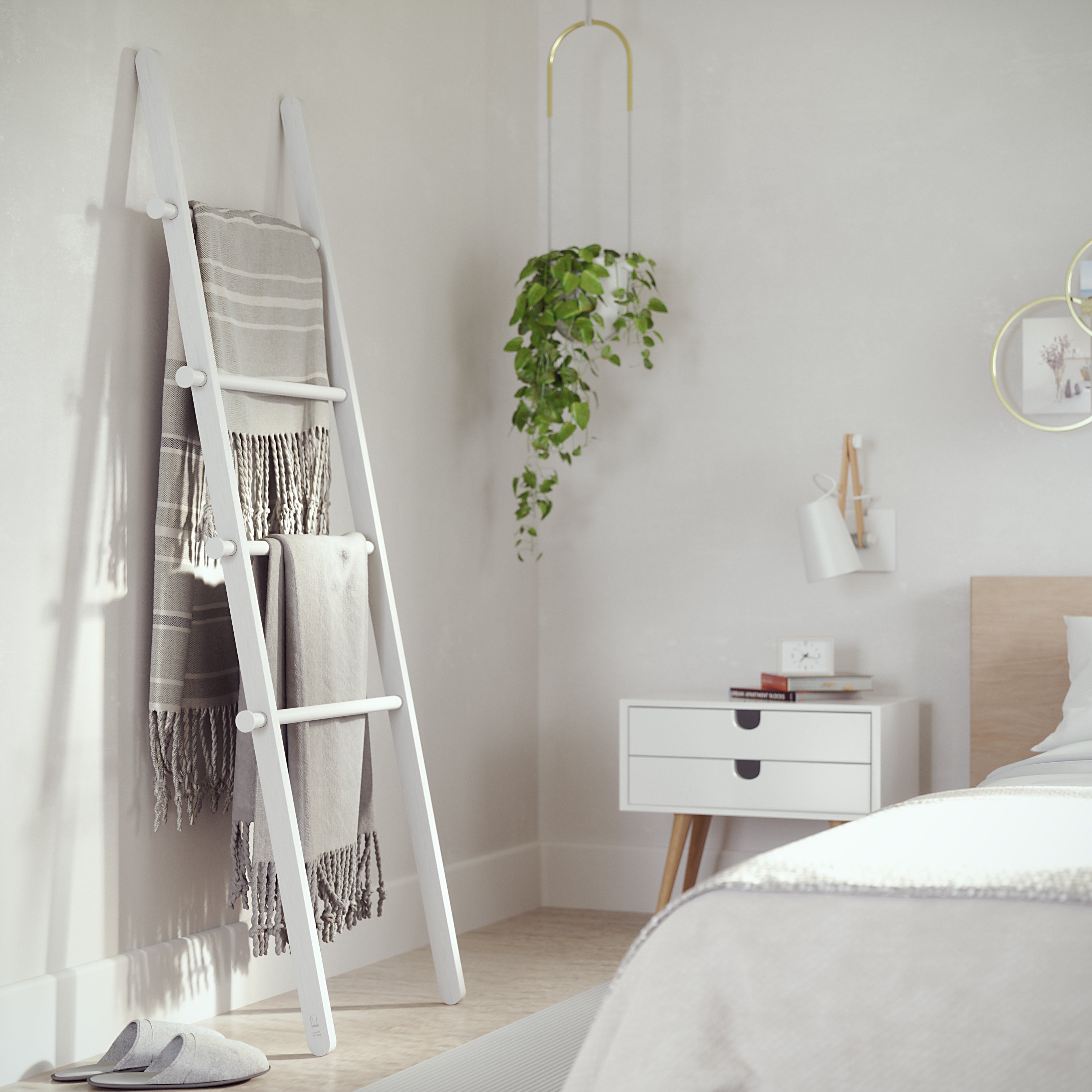 Leana Ladder Rack - White Furniture UMBRA