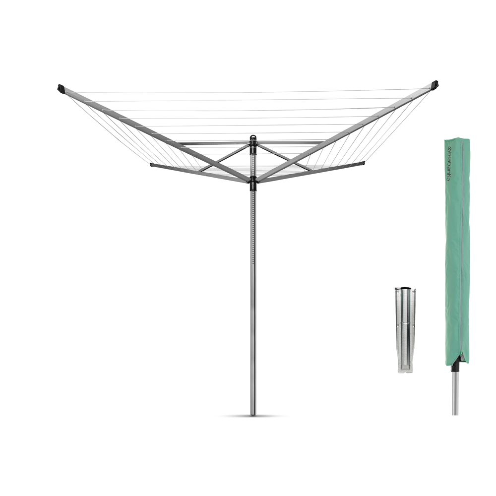 Brabantia Lift-O-Matic Clothesline with Metal Ground Spike - 60m Metallic Grey
