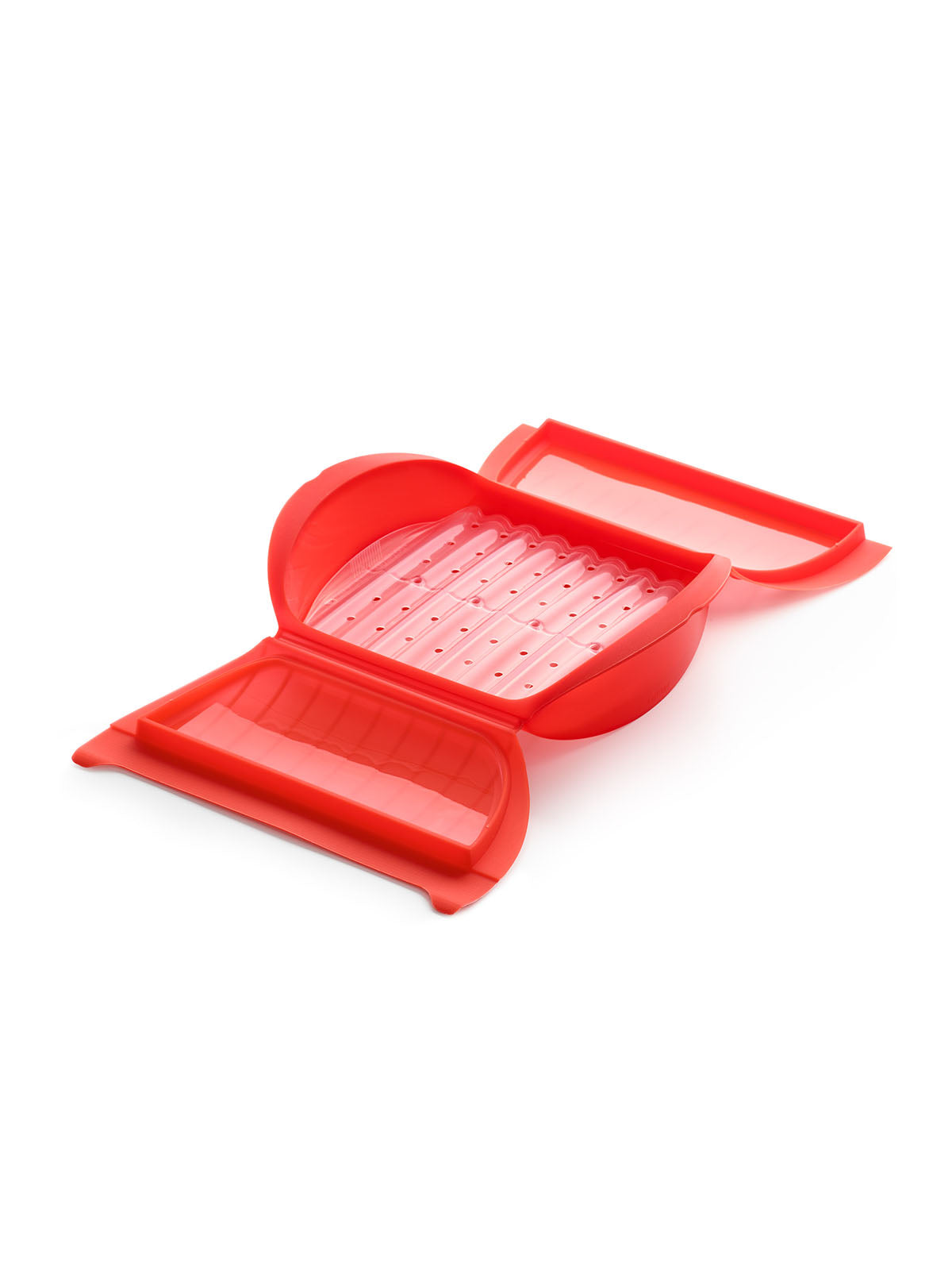 Microwave Steam Cooker with Tray, 3-4 p, Red