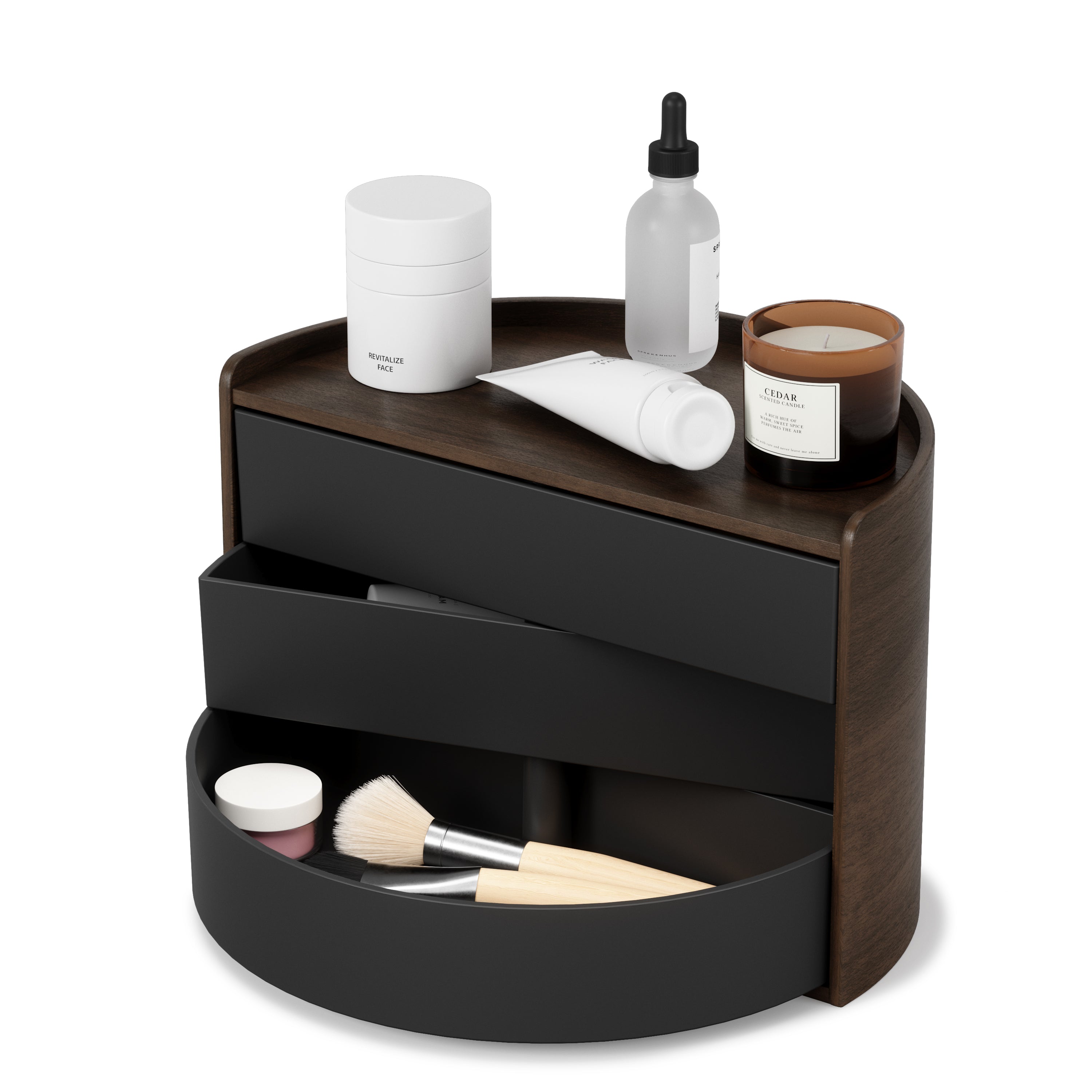 Moona Storage Box - Black/Walnut Jewelry Storage UMBRA