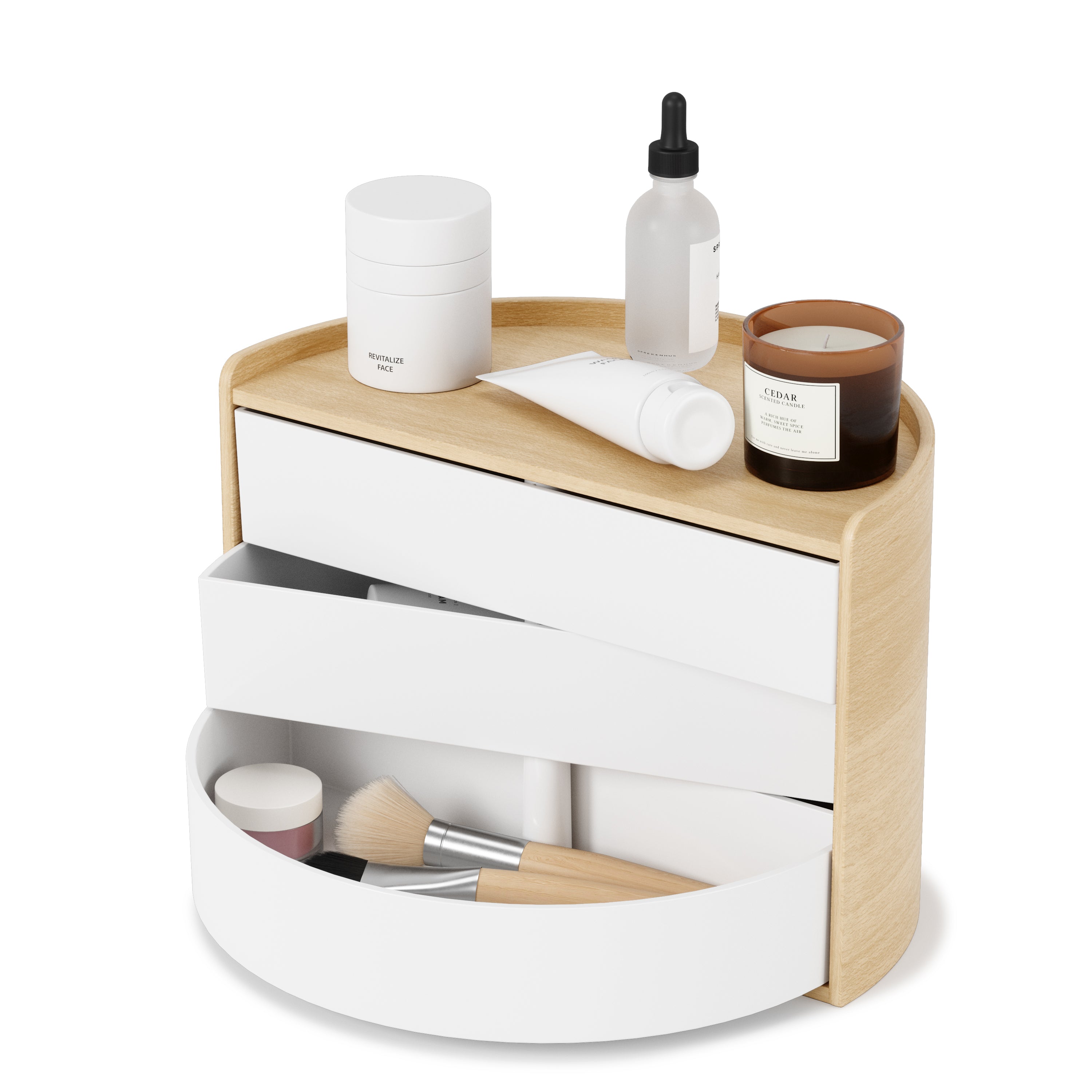 Moona Storage Box - White/Natural Jewelry Storage UMBRA