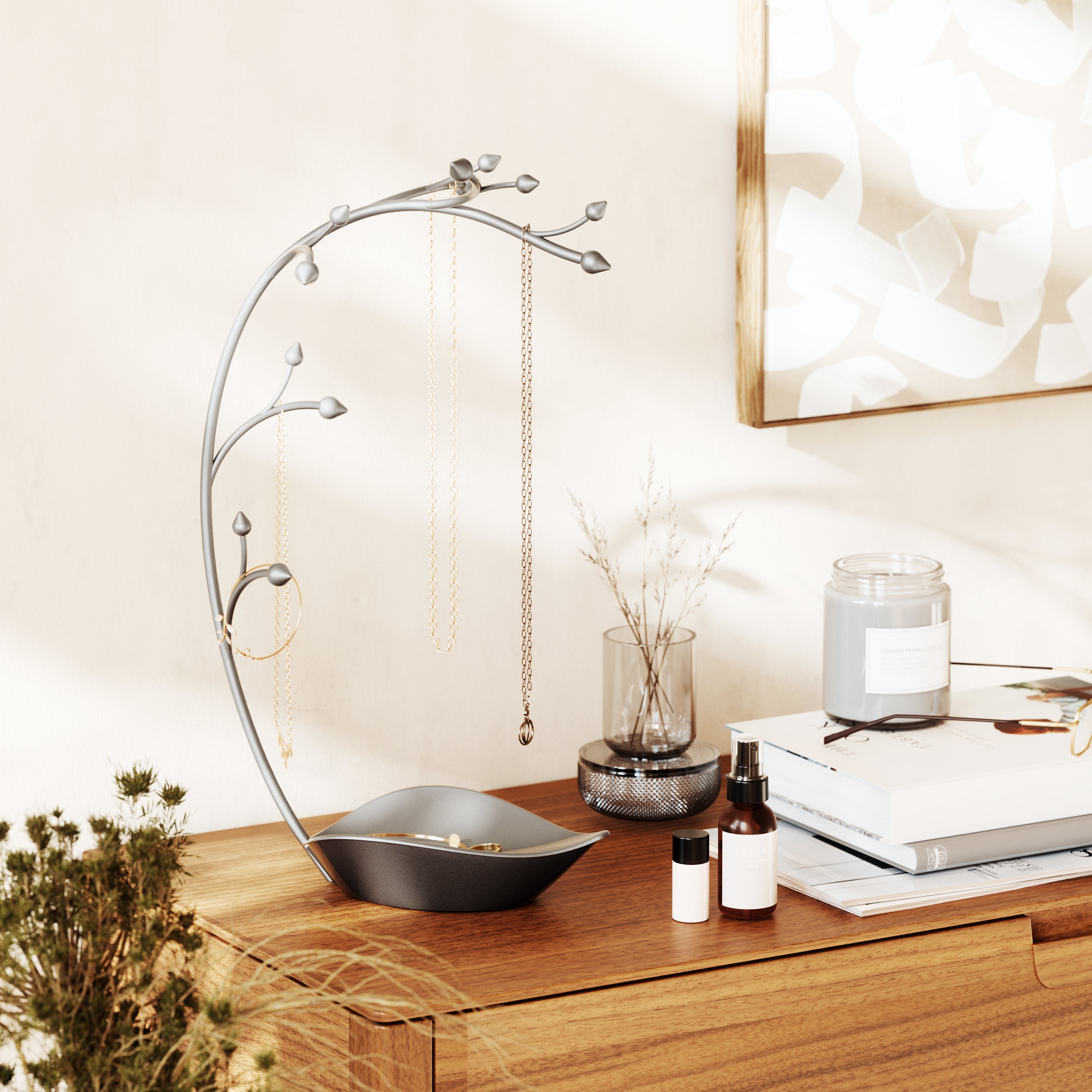 Orchid Jewelry Stand - Gun Metal Jewelry Storage UMBRA