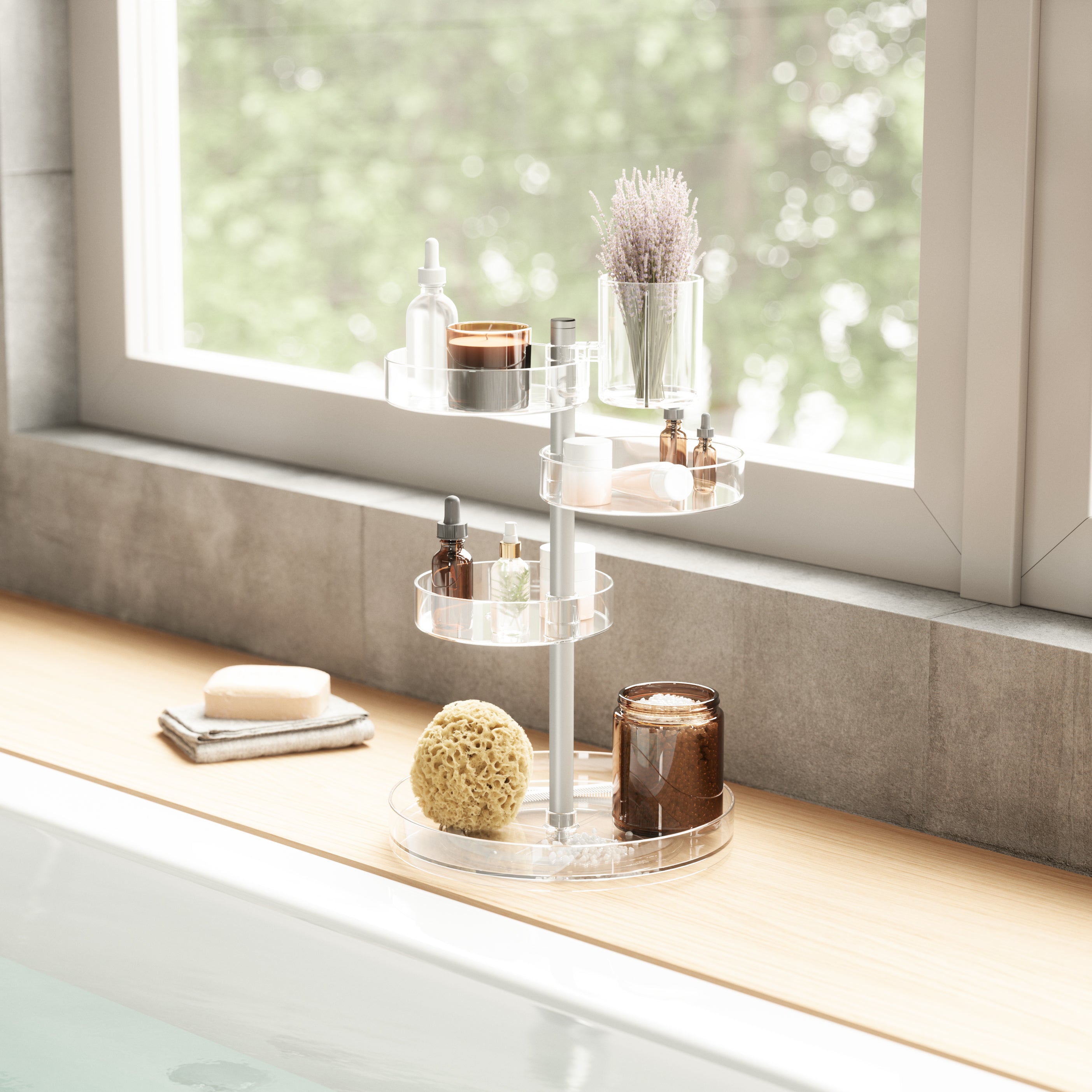 Pirouette Cosmetic Organizer - Clear/Nickel Organiser UMBRA
