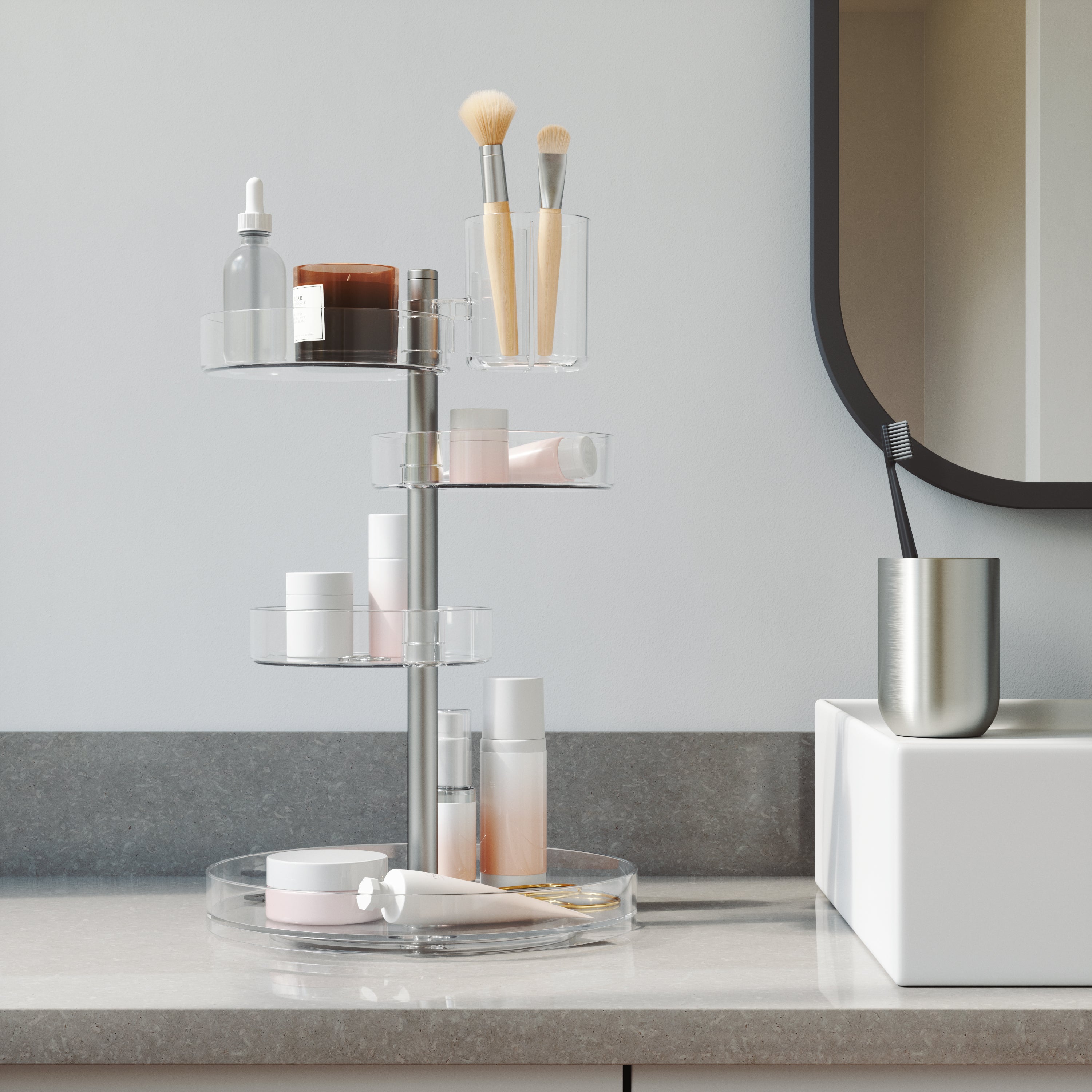 Pirouette Cosmetic Organizer - Clear/Nickel Organiser UMBRA
