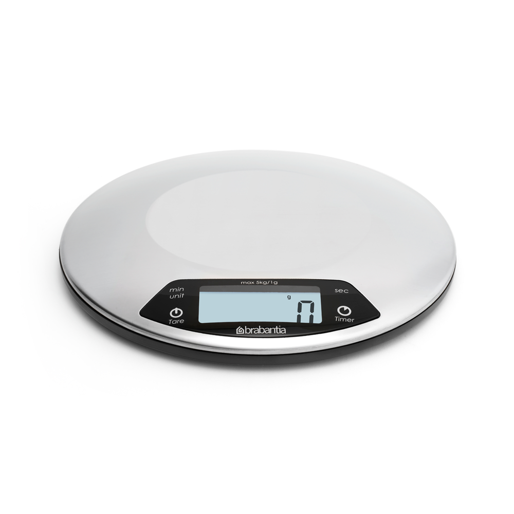 Brabantia Profile Digital Kitchen Scales with Timer - Matt Steel