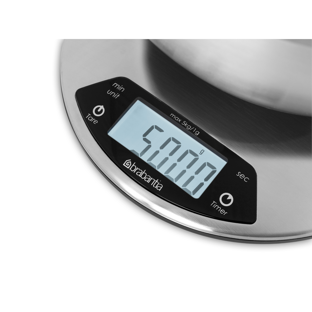 Brabantia Profile Digital Kitchen Scales with Timer - Matt Steel