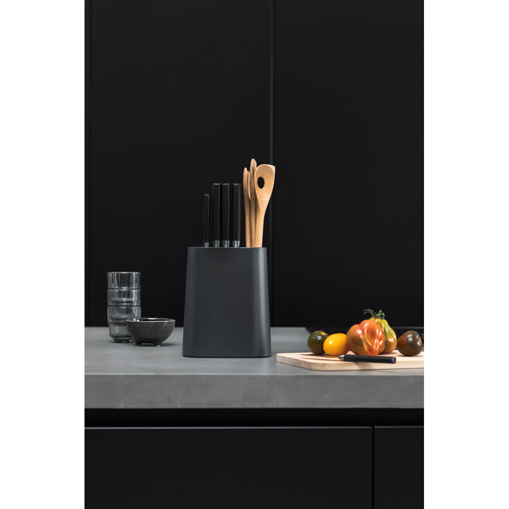 Knife Block with Utensil Holder - Dark Grey