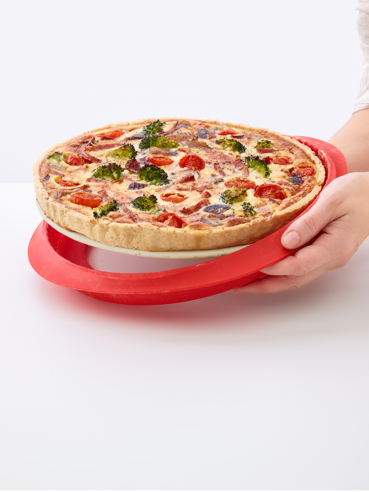 Lekue Quiche Pan with Ceramic Plate 28cm - Red