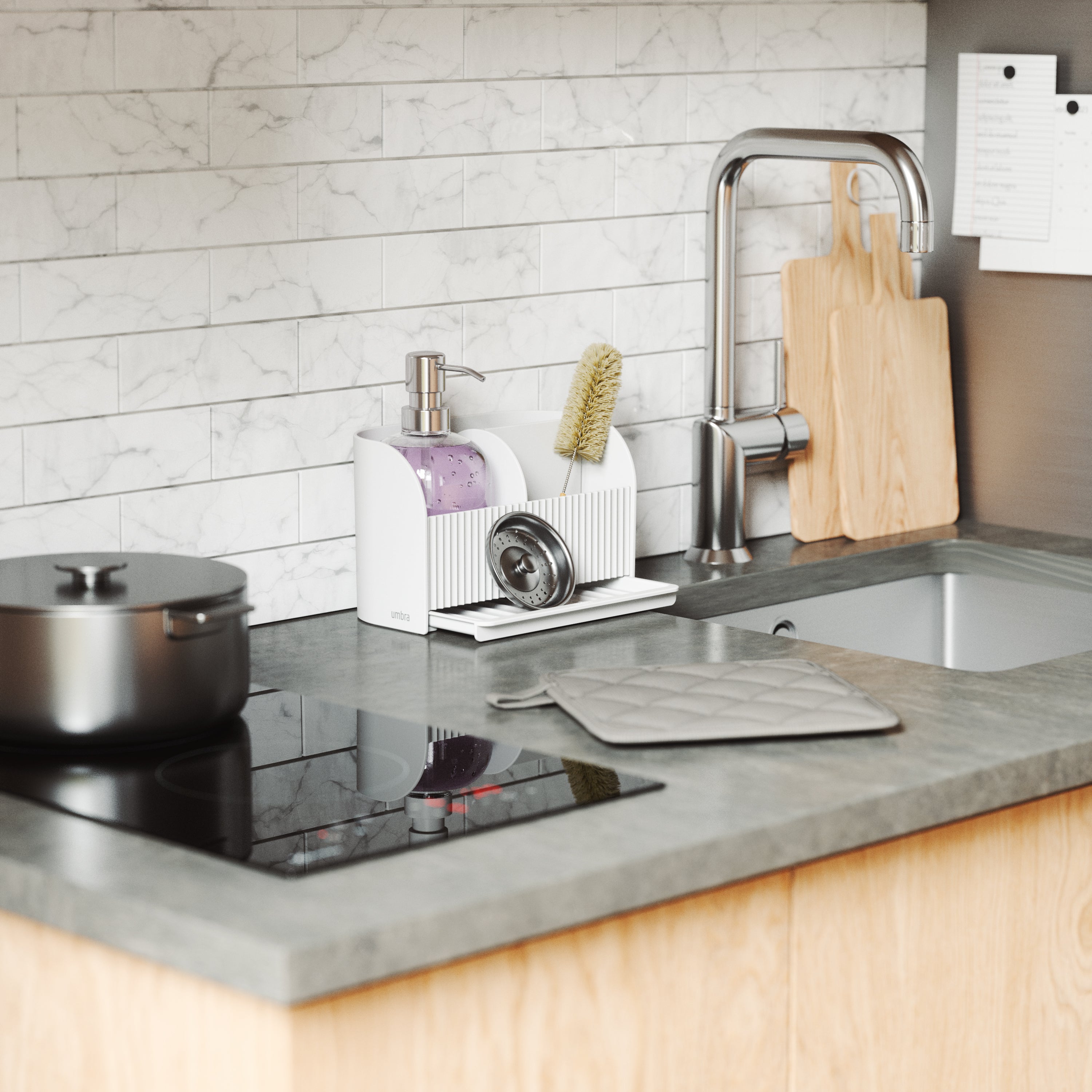 Sling Caddy With Pump - White Soap Dispenser UMBRA