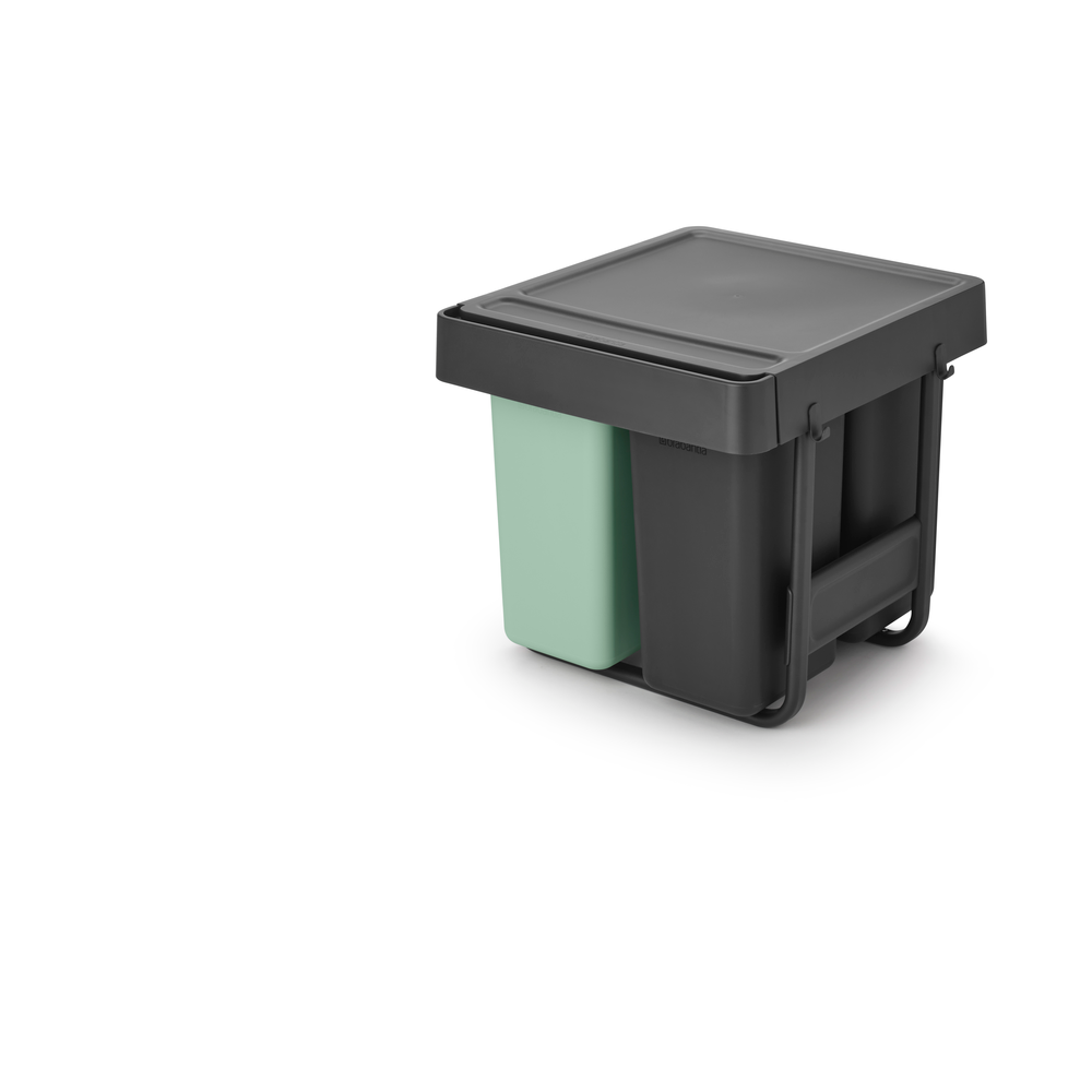Brabantia Sort & Go Built in Bin - 10 + 10 + 20L Dark Grey & Jade Green