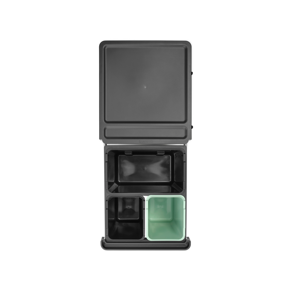 Brabantia Sort & Go Built in Bin - 10 + 10 + 20L Dark Grey & Jade Green