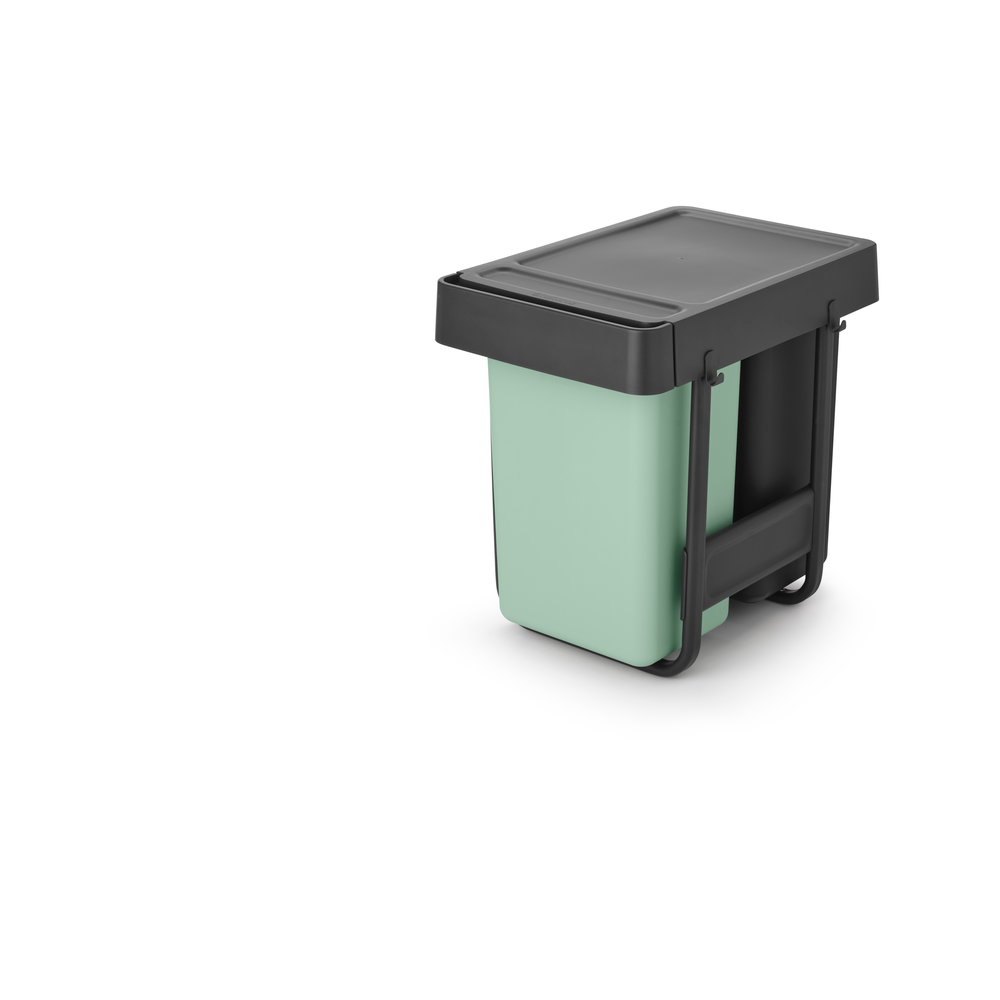 Brabantia Sort & Go Built in Bin - 2 x 15L Dark Grey & Jade Green