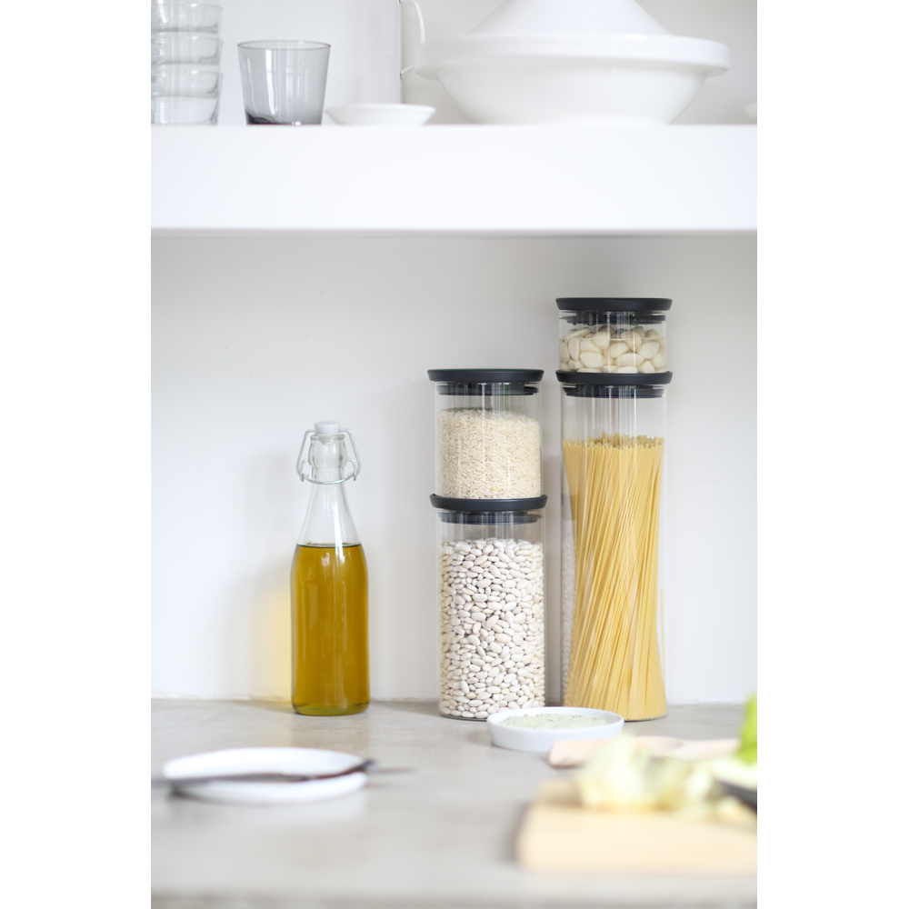 Brabantia Stackable Glass Jar - 0.7L Dark Grey