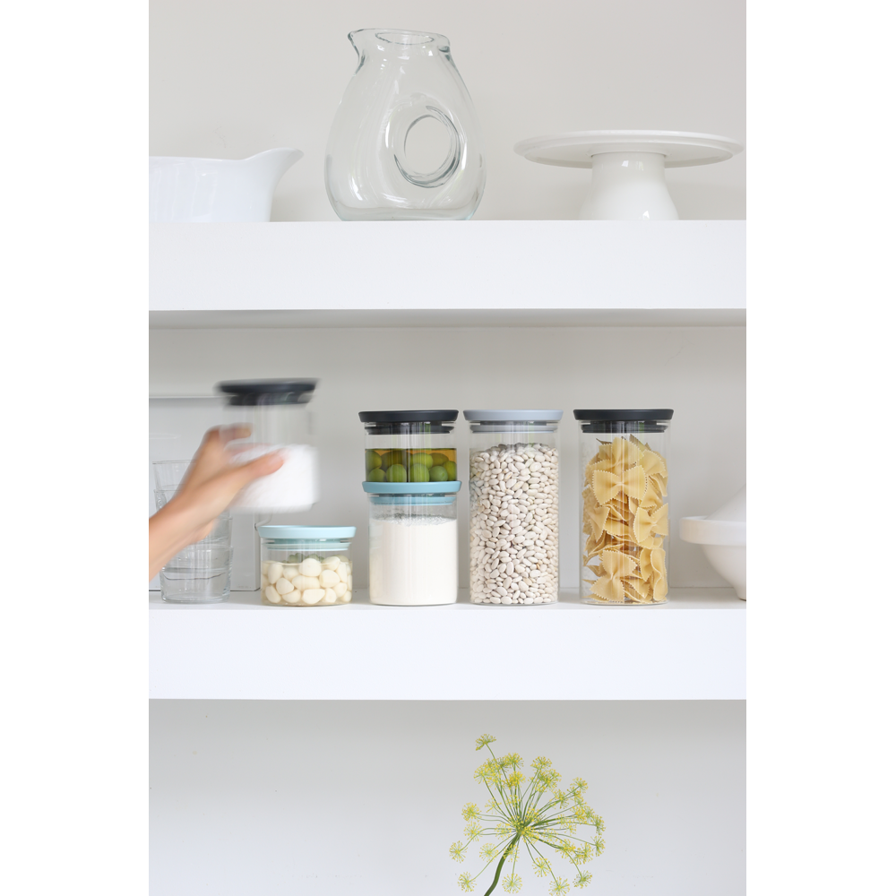 Brabantia Stackable Glass Jar - 1.1L Dark Grey