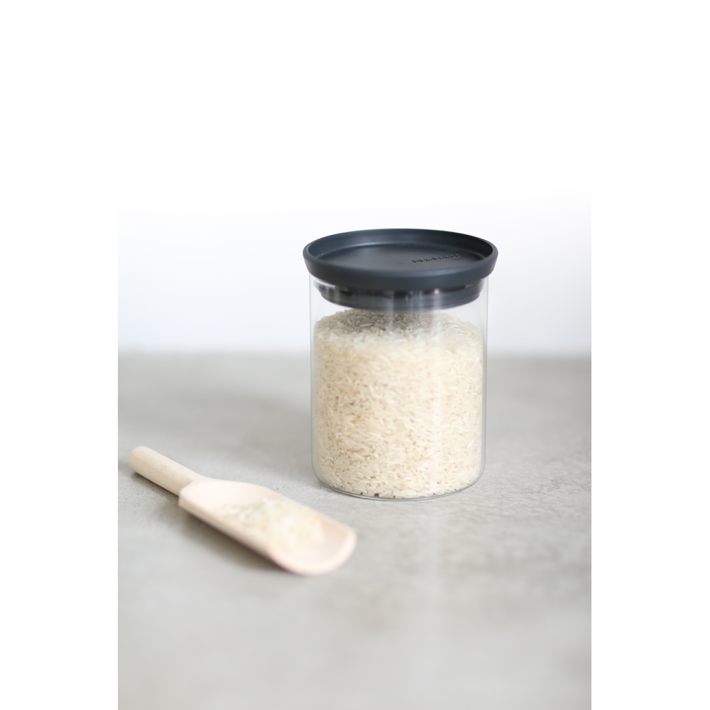 Brabantia Stackable Glass Jar - 0.7L Dark Grey