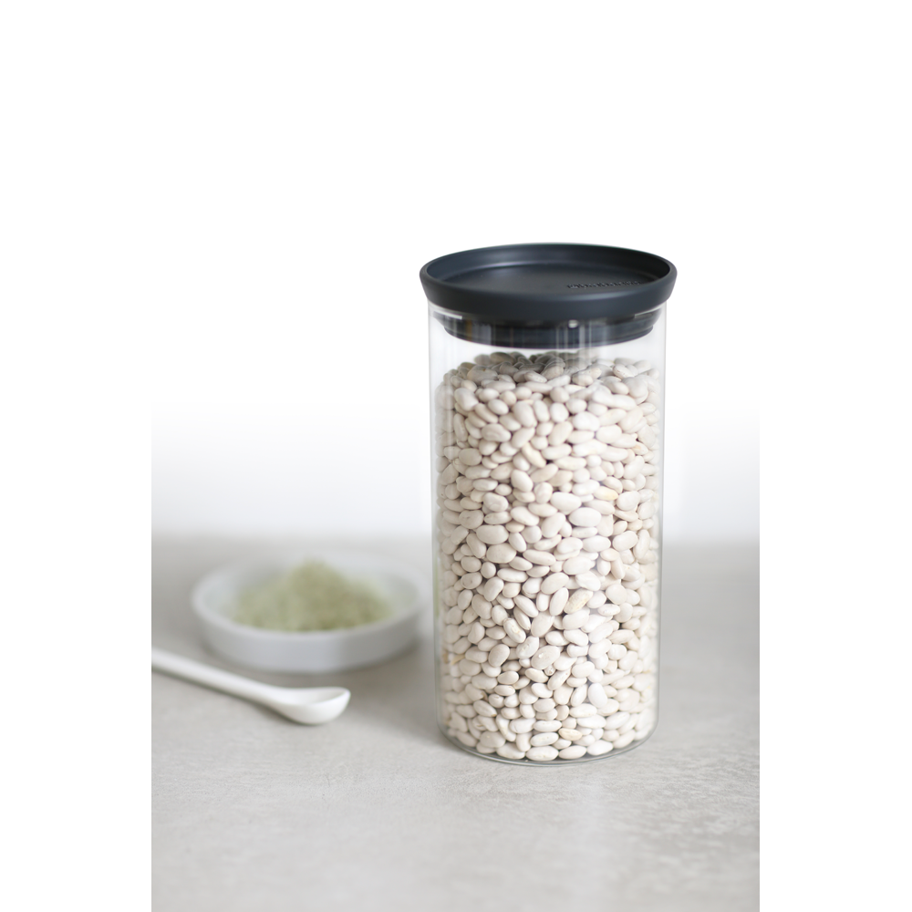 Brabantia Stackable Glass Jar - 1.1L Dark Grey